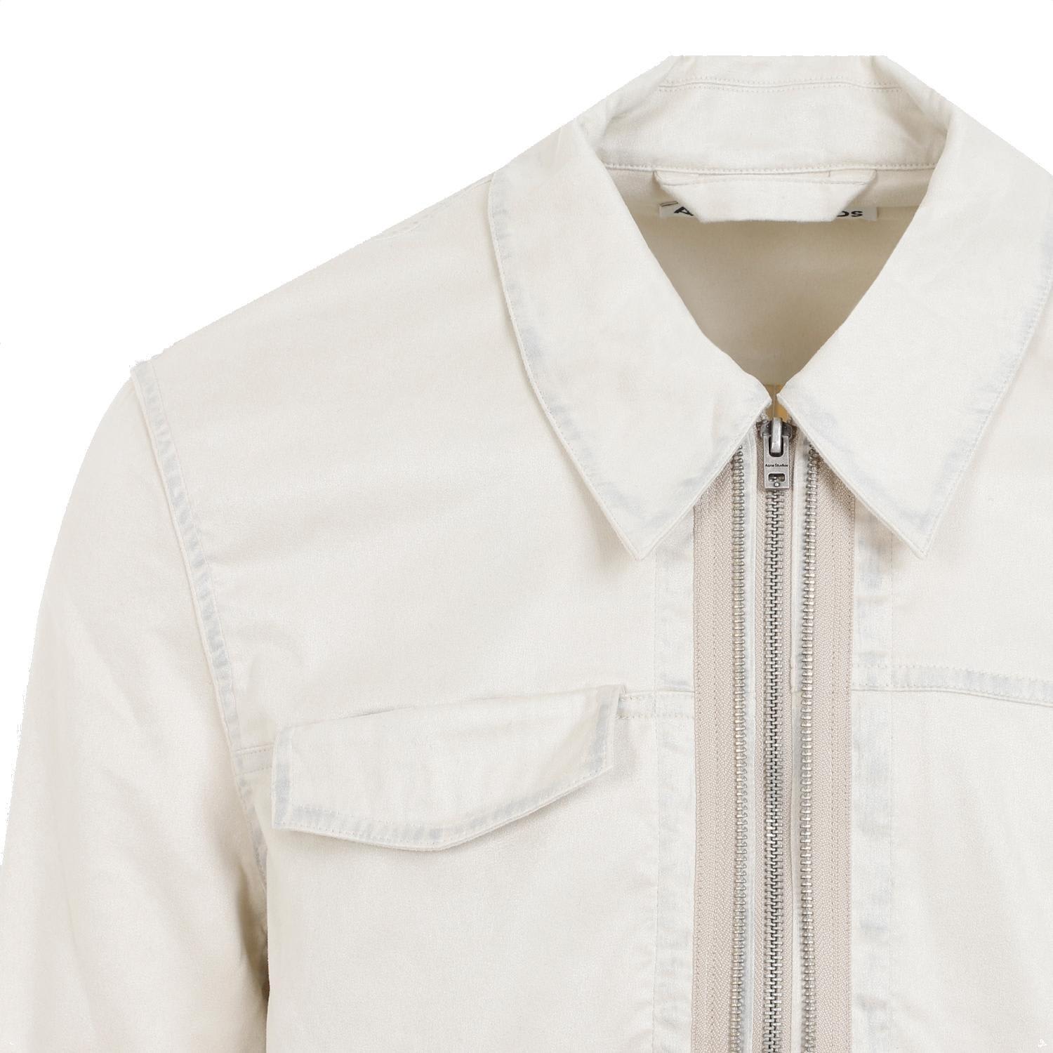 Shop Acne Studios Multi-zip Logo Patched Jacket In Beige