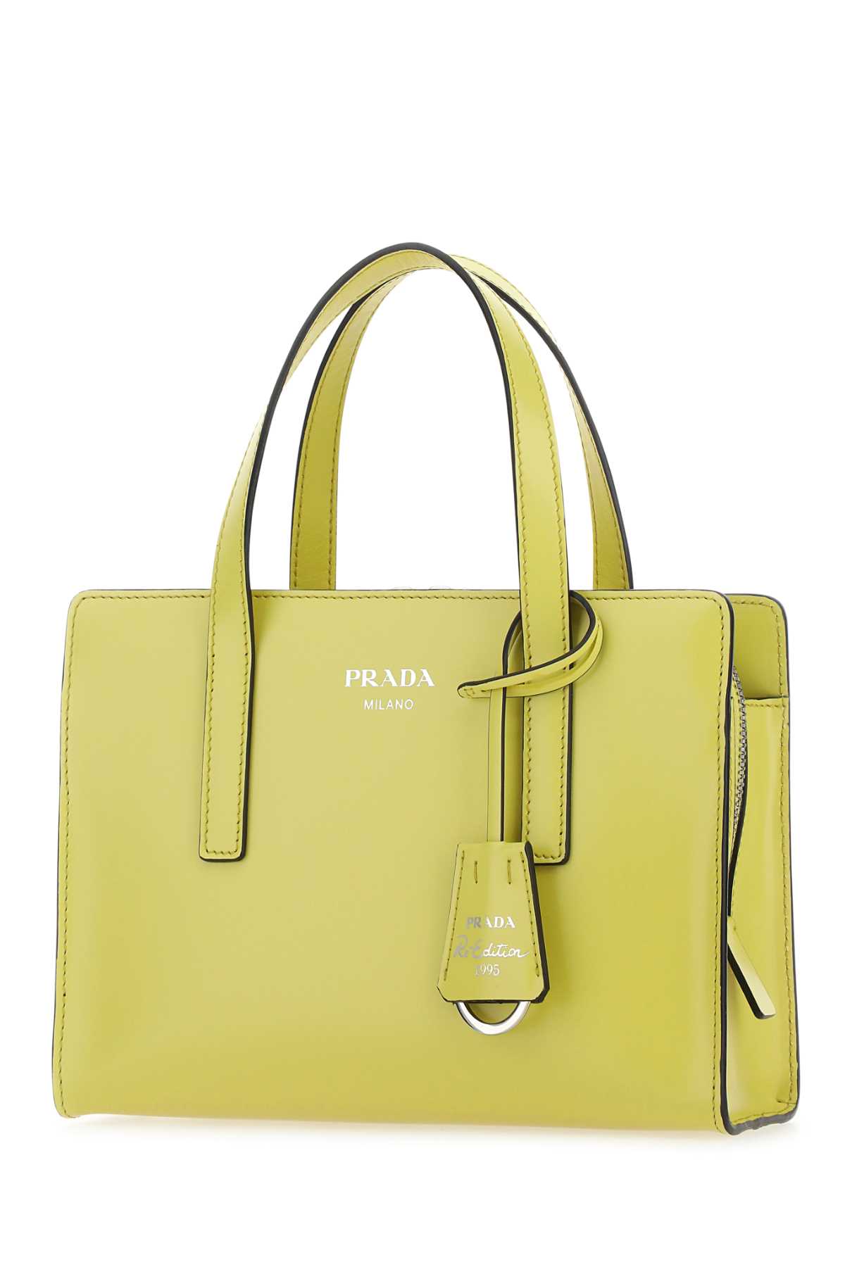 Shop Prada Acid Green Leather Re-edition 1995 Handbag In Yellow