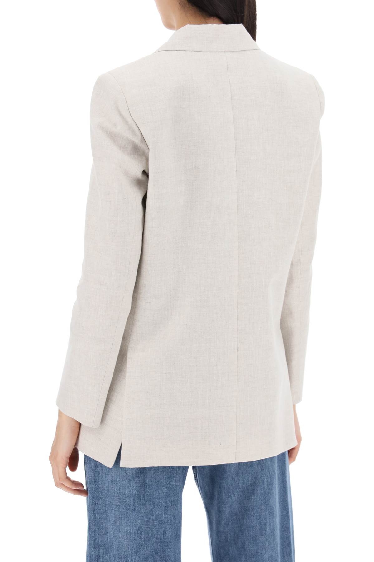 Shop Blazé Milano Everyday Mid-day Sun Double-breasted Blazer In Oatmeal (beige)
