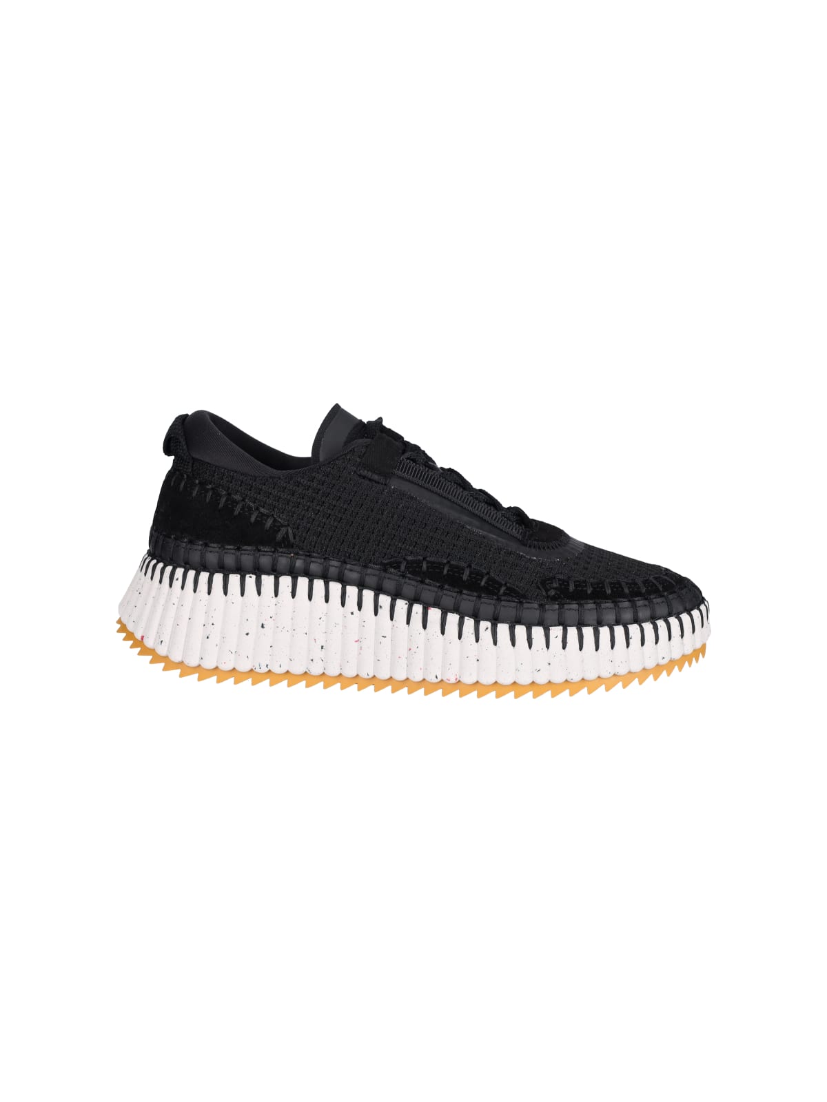 Chloé Nama Embroidered Suede And Recycled-mesh Sneakers In Black