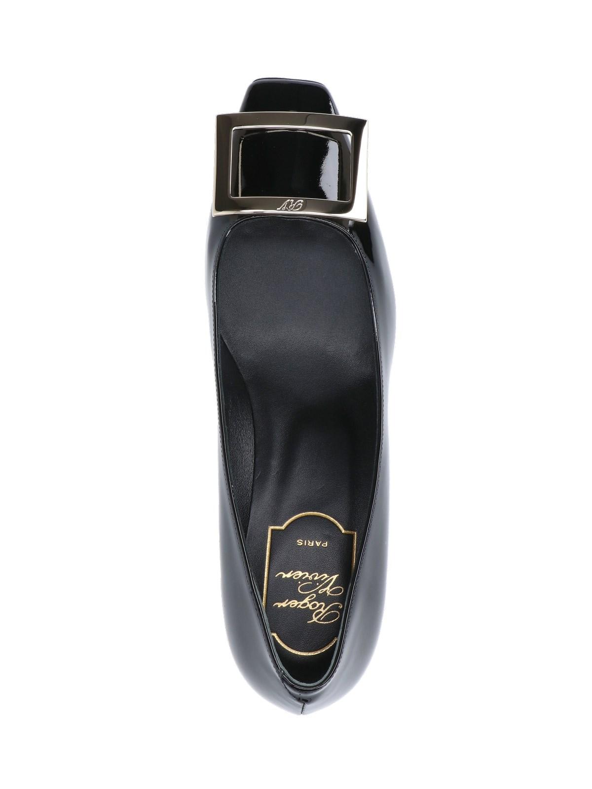 Roger Vivier Trompette Pumps In Patent Leather With Metal Buckle In Black