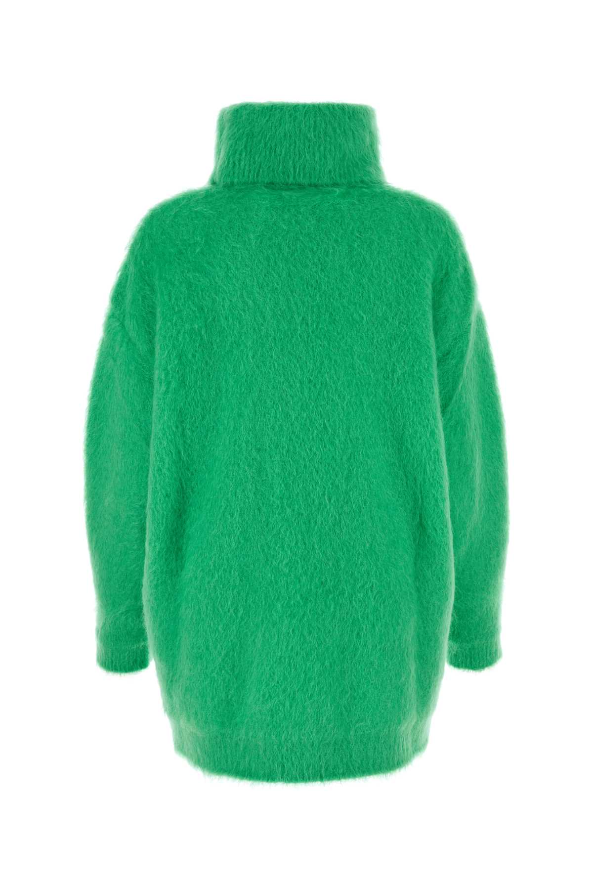 Shop Gucci Green Stretch Mohair Blend Sweater Dress In 3458
