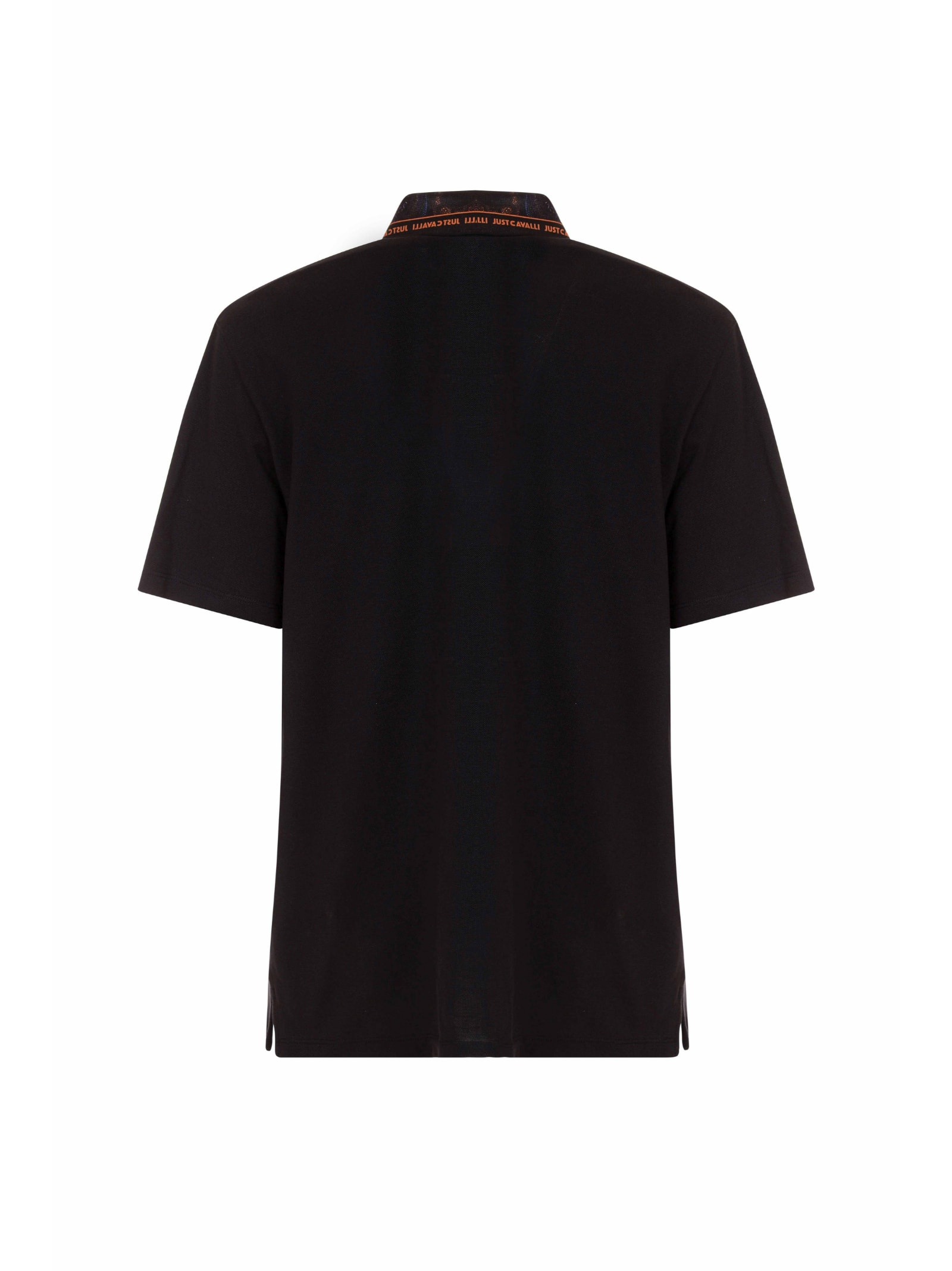 Just Cavalli Short Sleeve Polo Shirt In Cotton In Black