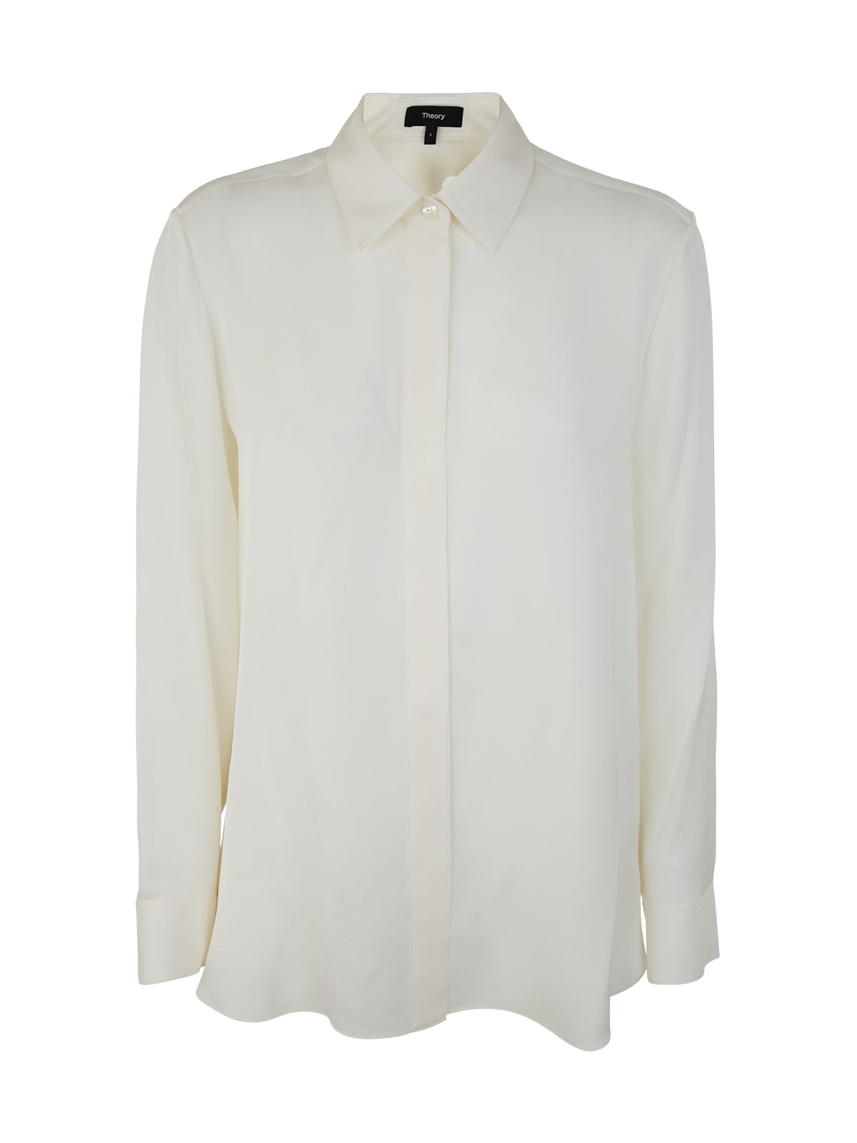 Theory Classic Menswear Silk Shirt In Ivory
