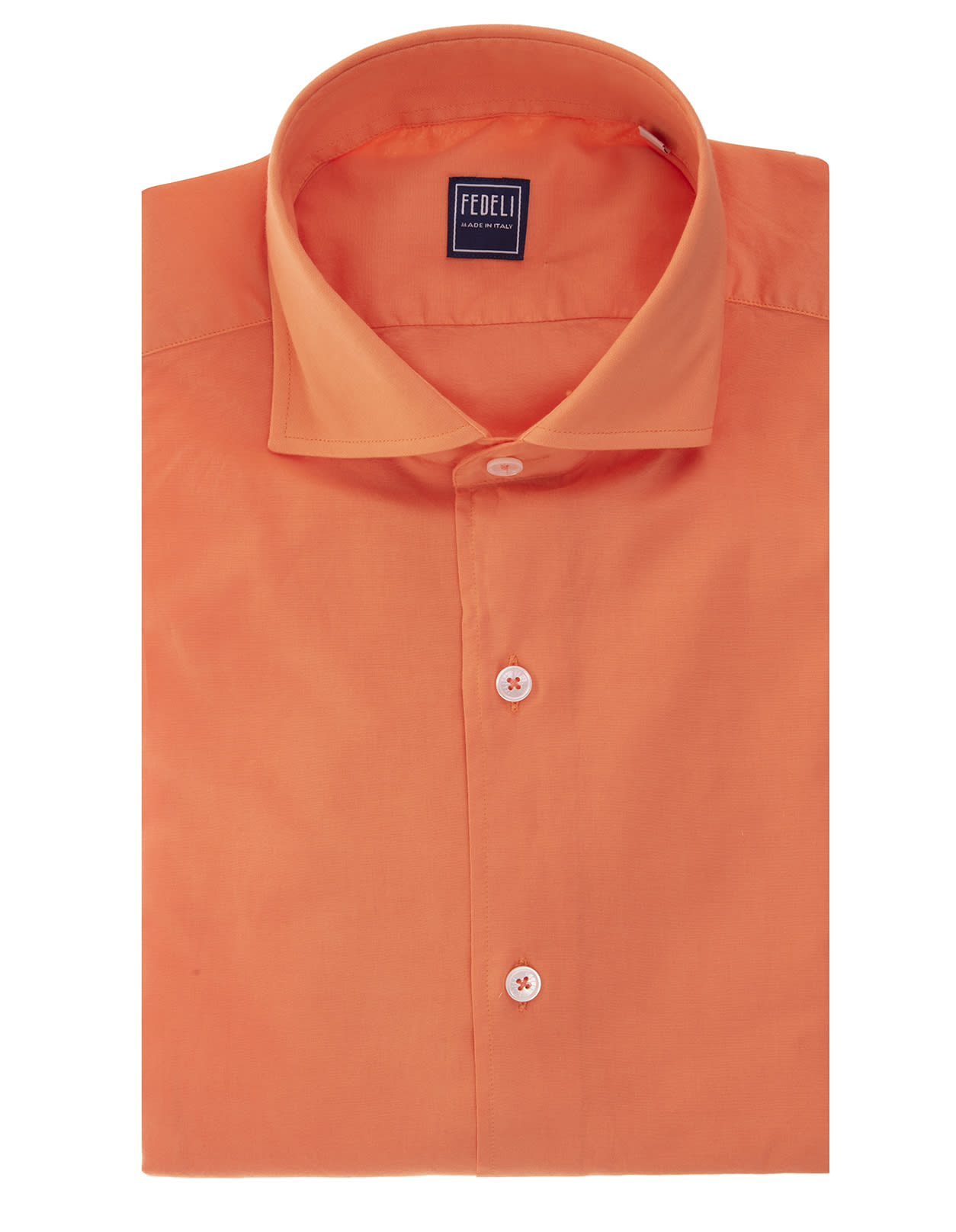 Fedeli Man Orange Lightweight Cotton Shirt