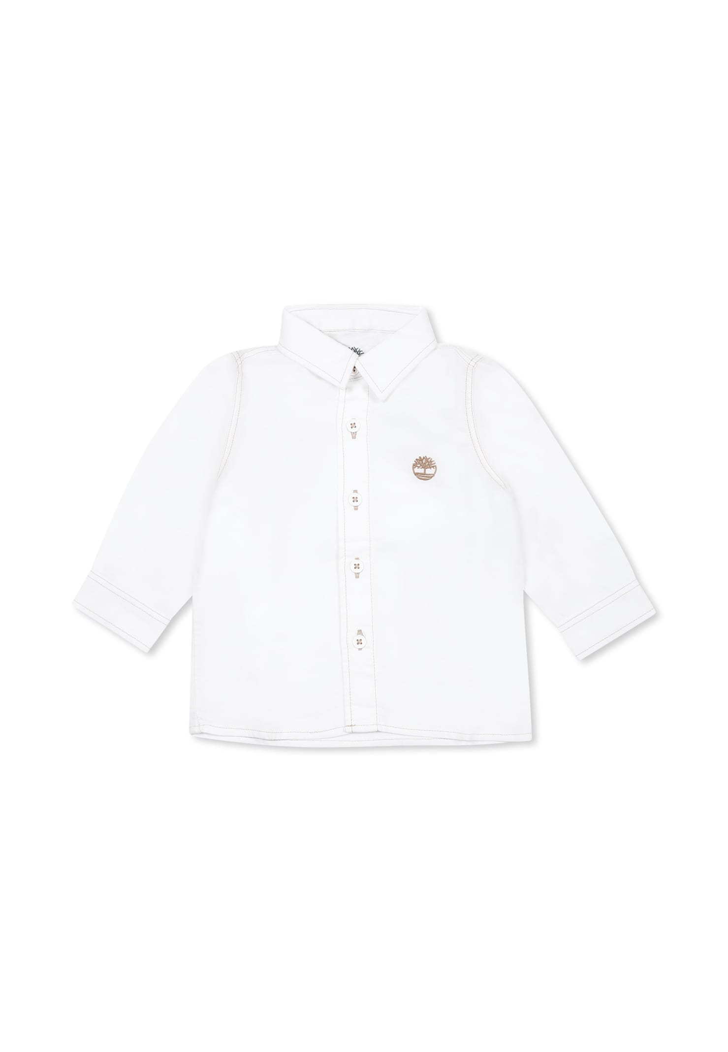 Timberland White Shirt For Baby Boy With Tree In White
