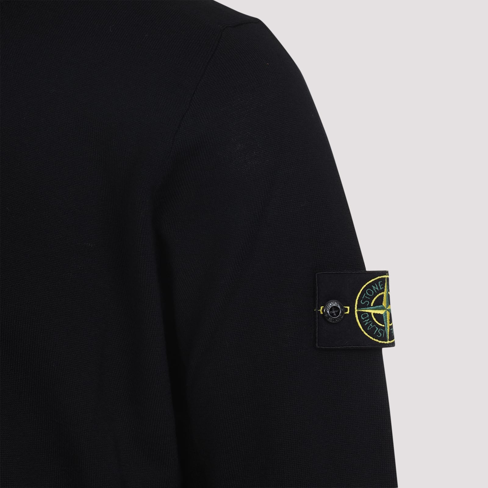 Stone Island Round-neck Jumper With Embossed Stitching In Black