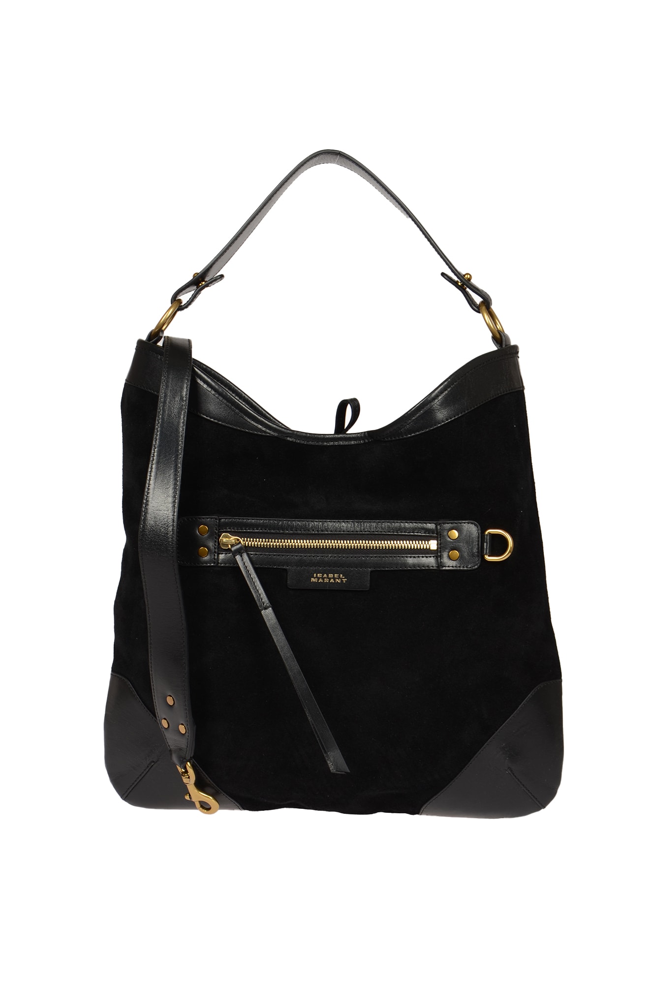 Isabel Marant Zip Front Shoulder Bag In Black