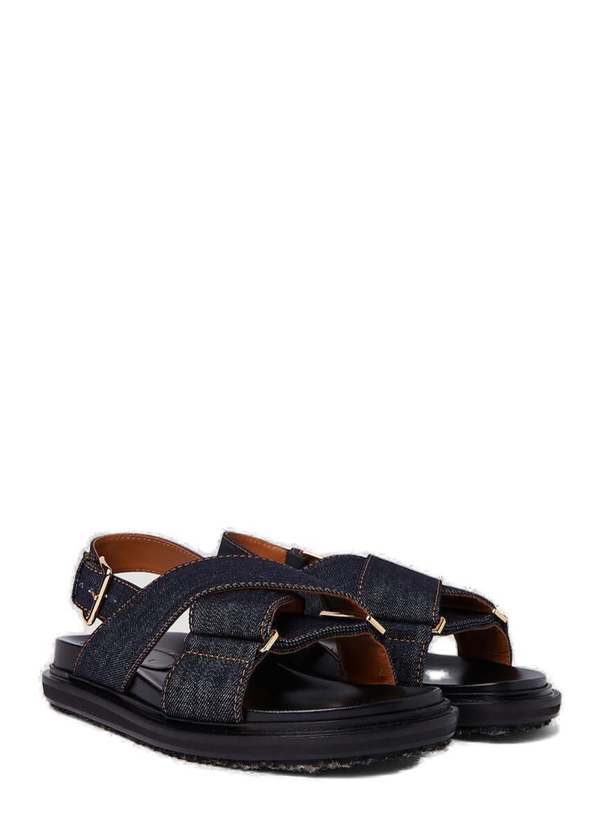 Shop Marni Fussbett Buckle-fastened Sandals  In Denim
