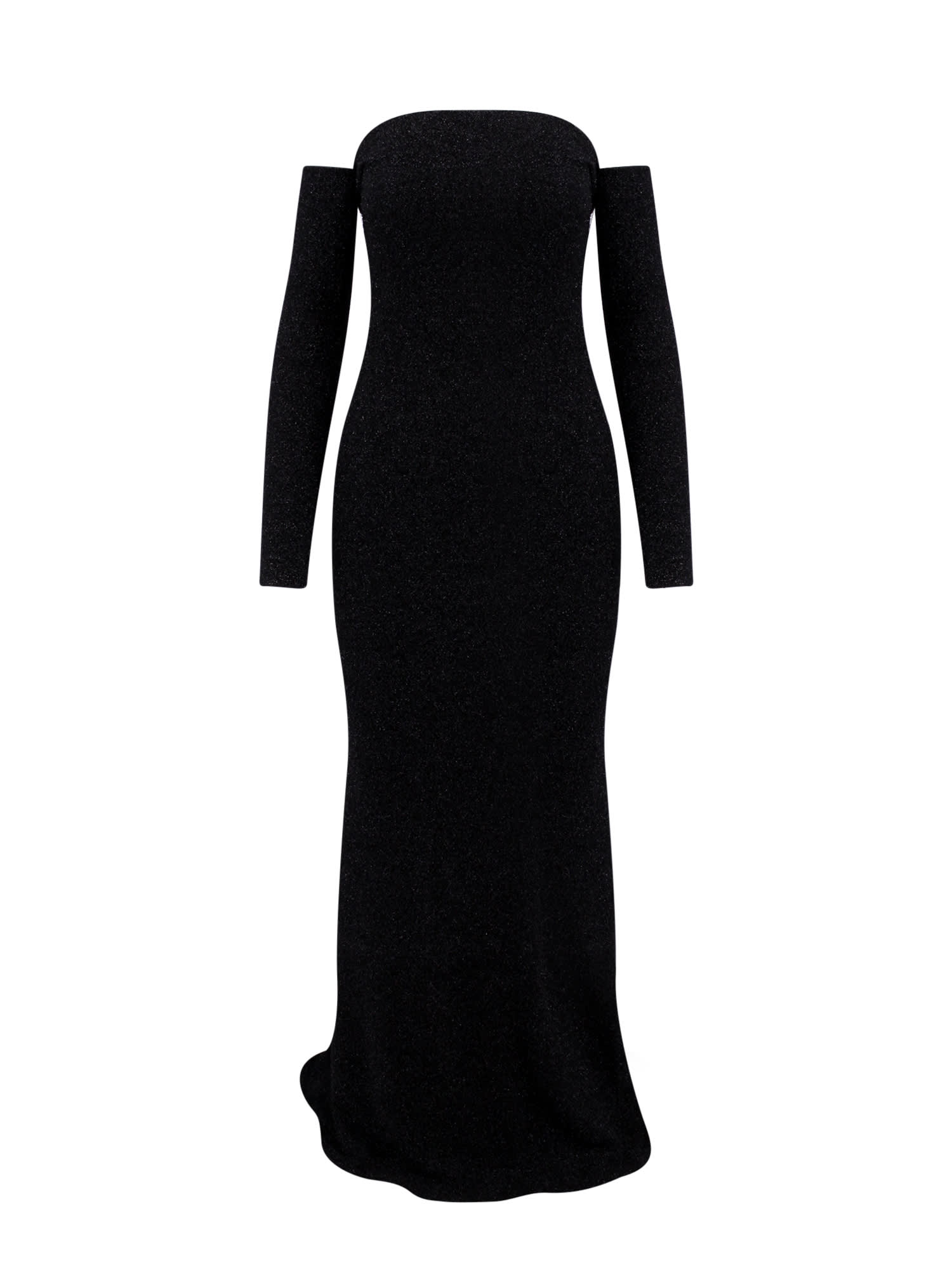 Blumarine Detachable-sleeve Strapless Gown In Black