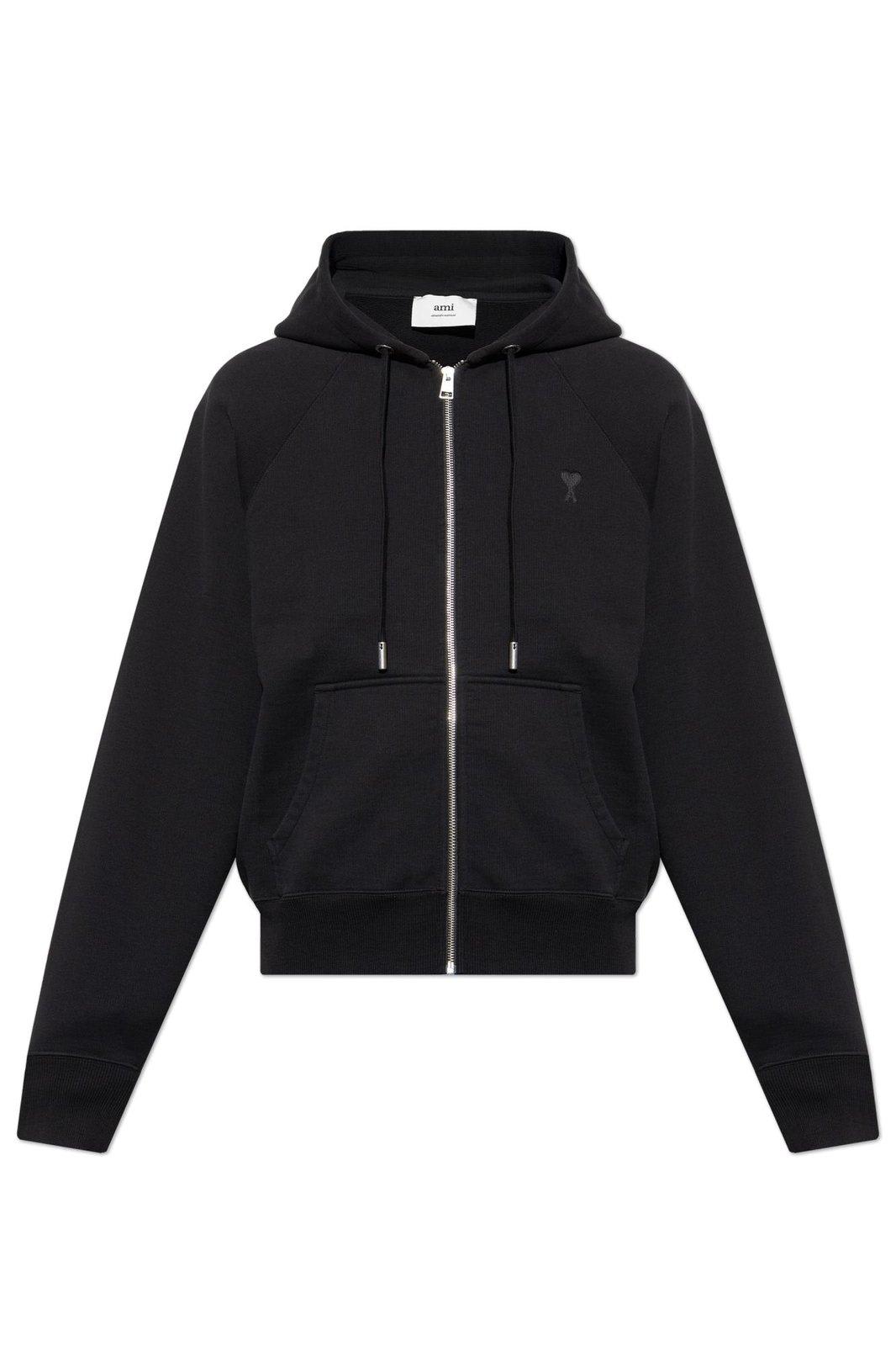 Paris Ami De Coeur Logo Embroidered Zipped Hoodie