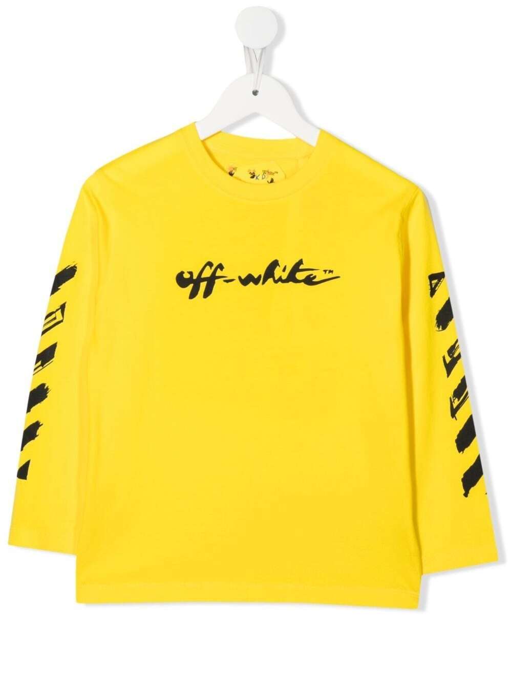 Off-White Yellow Cotton T-shirt With Black Print