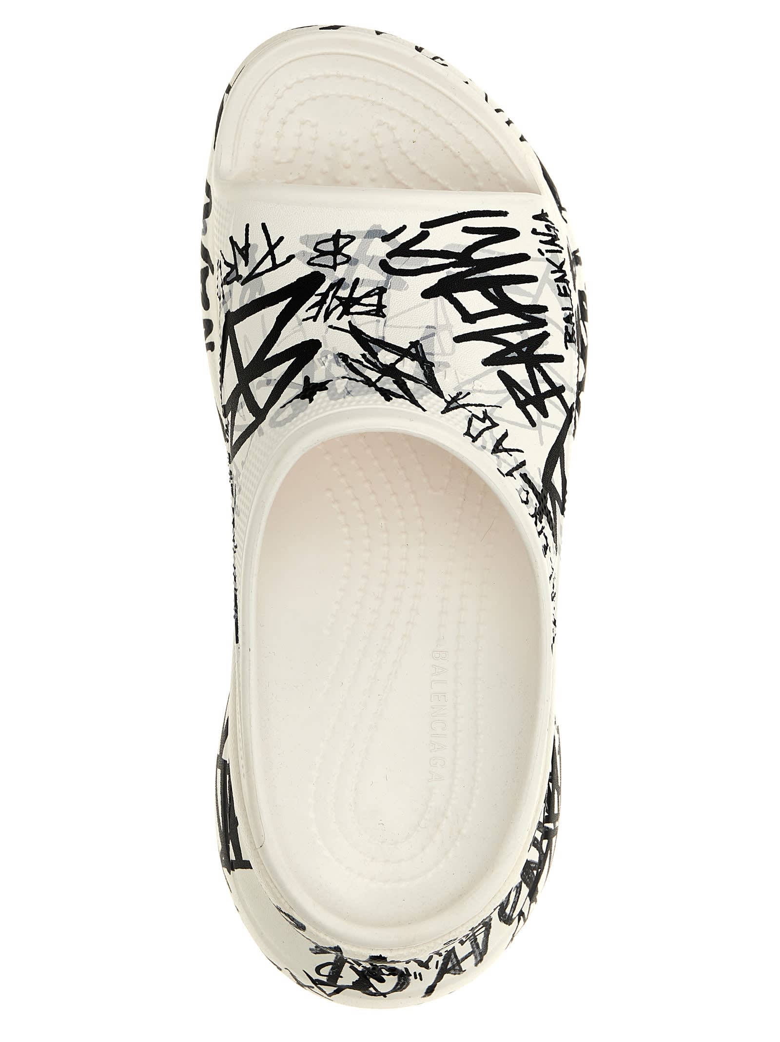 Shop Balenciaga Pool Crocs Sandals In White/black