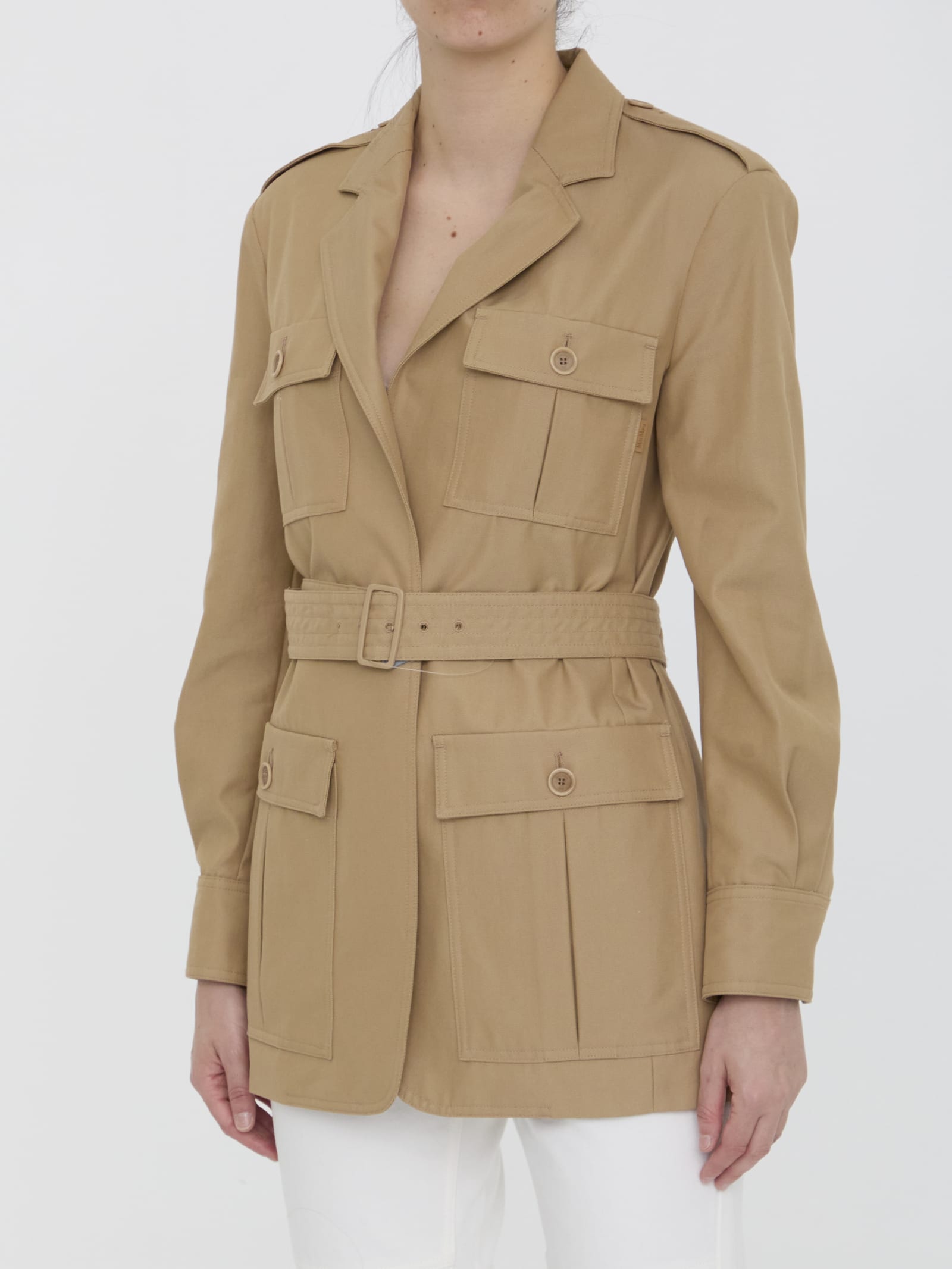 Shop Max Mara Pacos Safari Jacket In Beige