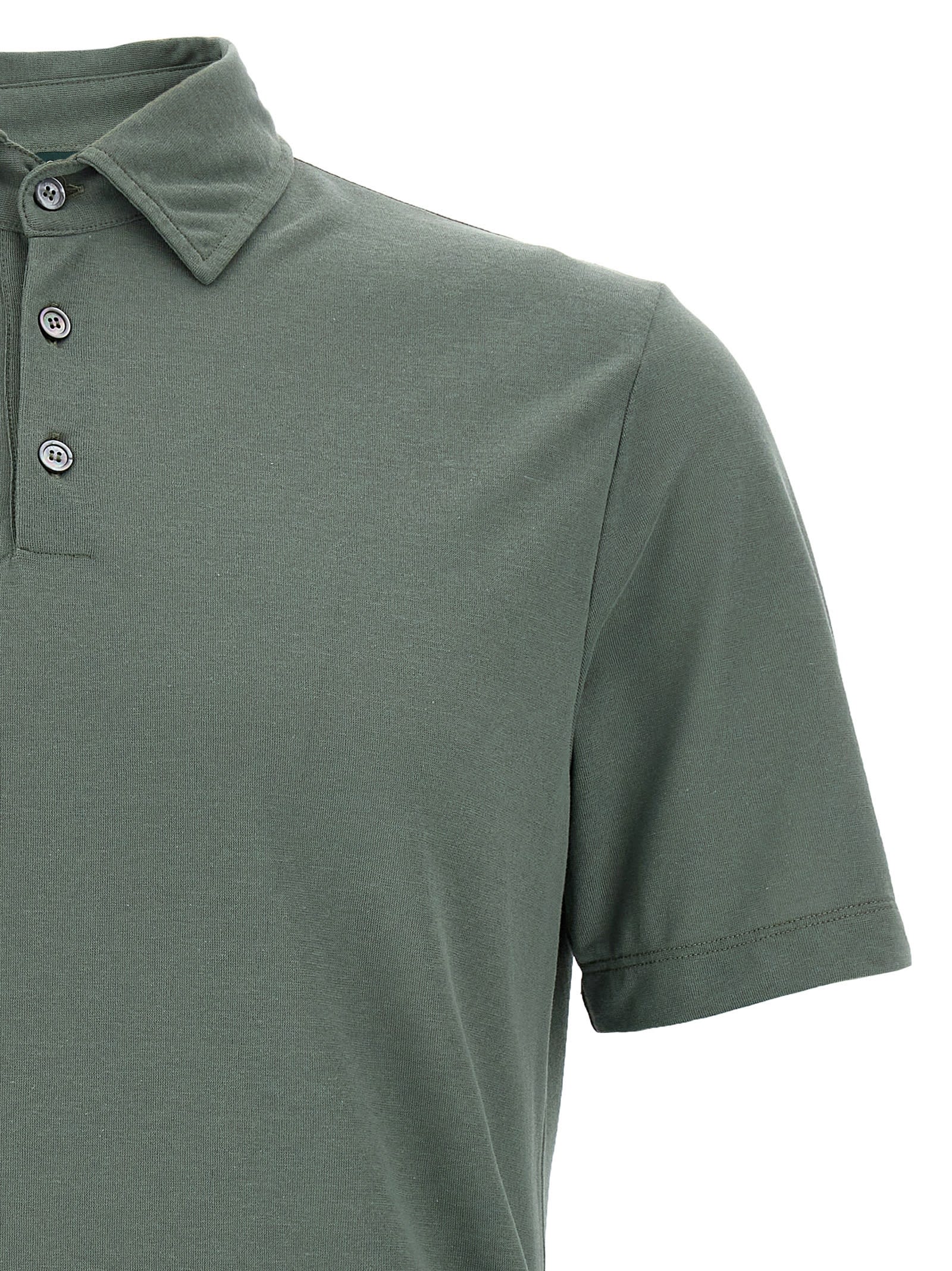 Zanone Dark Grey Cotton Polo Shirt In Green