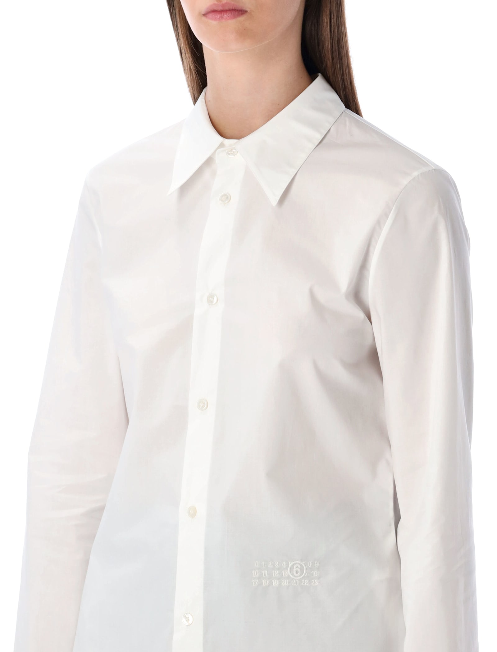 Mm6 Maison Margiela White Poplin Shirt With Back Panel In White