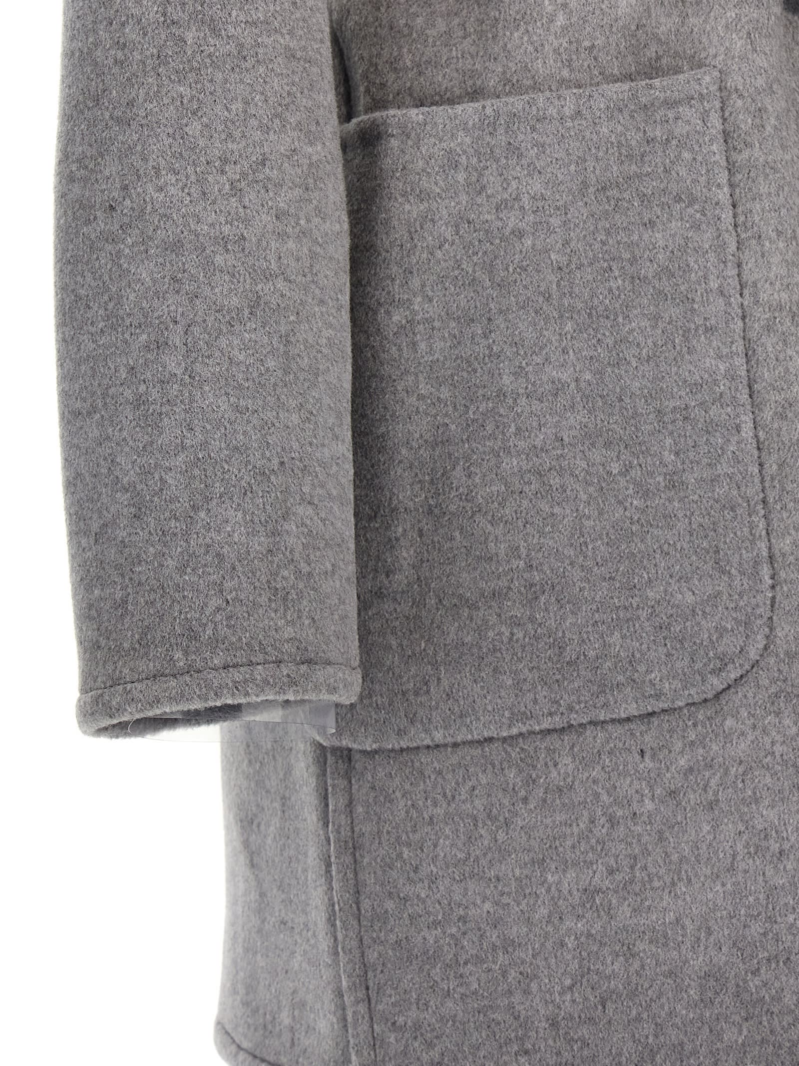 Shop Tory Burch Wool Hooded Coat In Gray