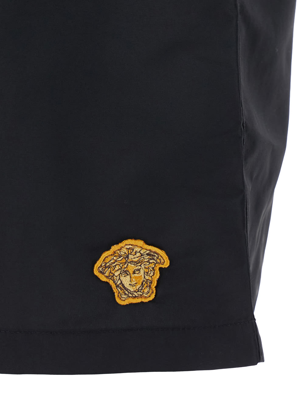 Versace Black Swim Shorts With Elastic Drawstring Waist And Medusa Embroidery On The Front In Black