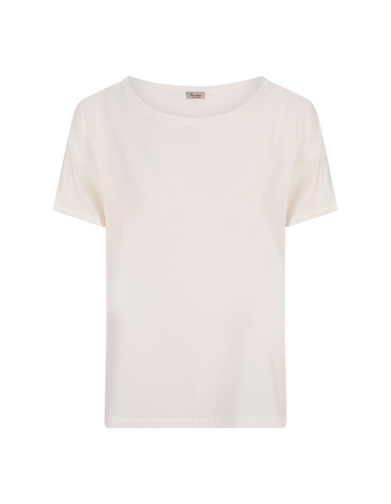 Her Shirt White Opaque Silk T-shirt In Neutral