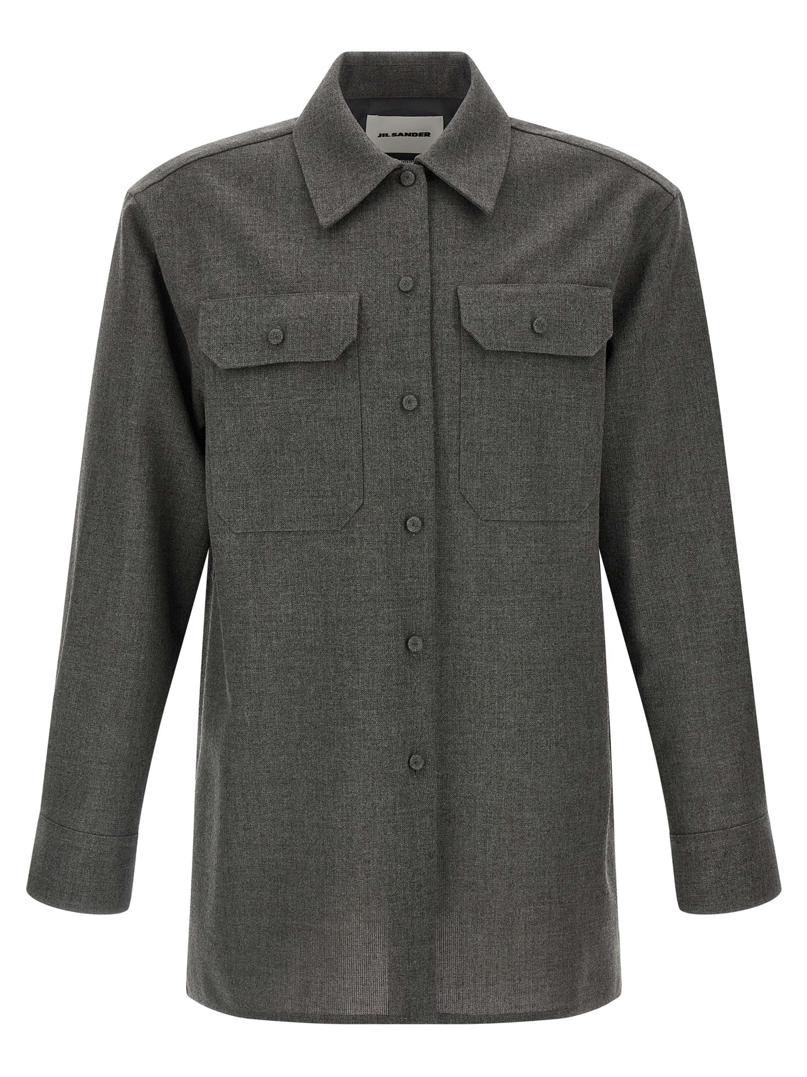 Jil Sander Studded Collar Long Sleeves Chest Pockets In Green
