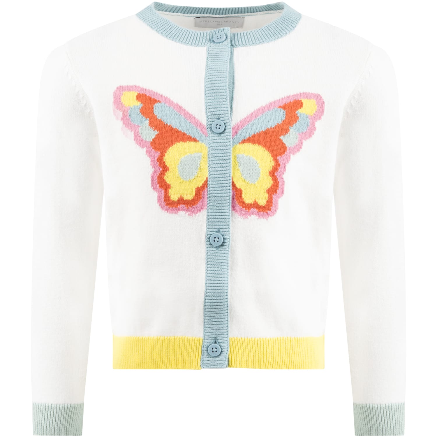 Stella McCartney Kids White Cardigan For Girl With Butterfly