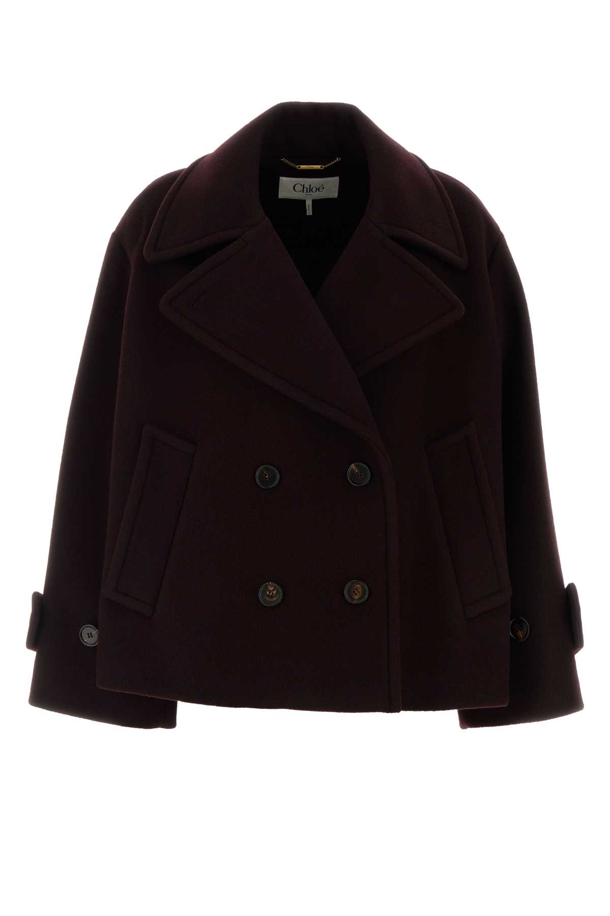 Chloé Double-breasted Short Coat Coats And Trench Coats Bordeaux In Black