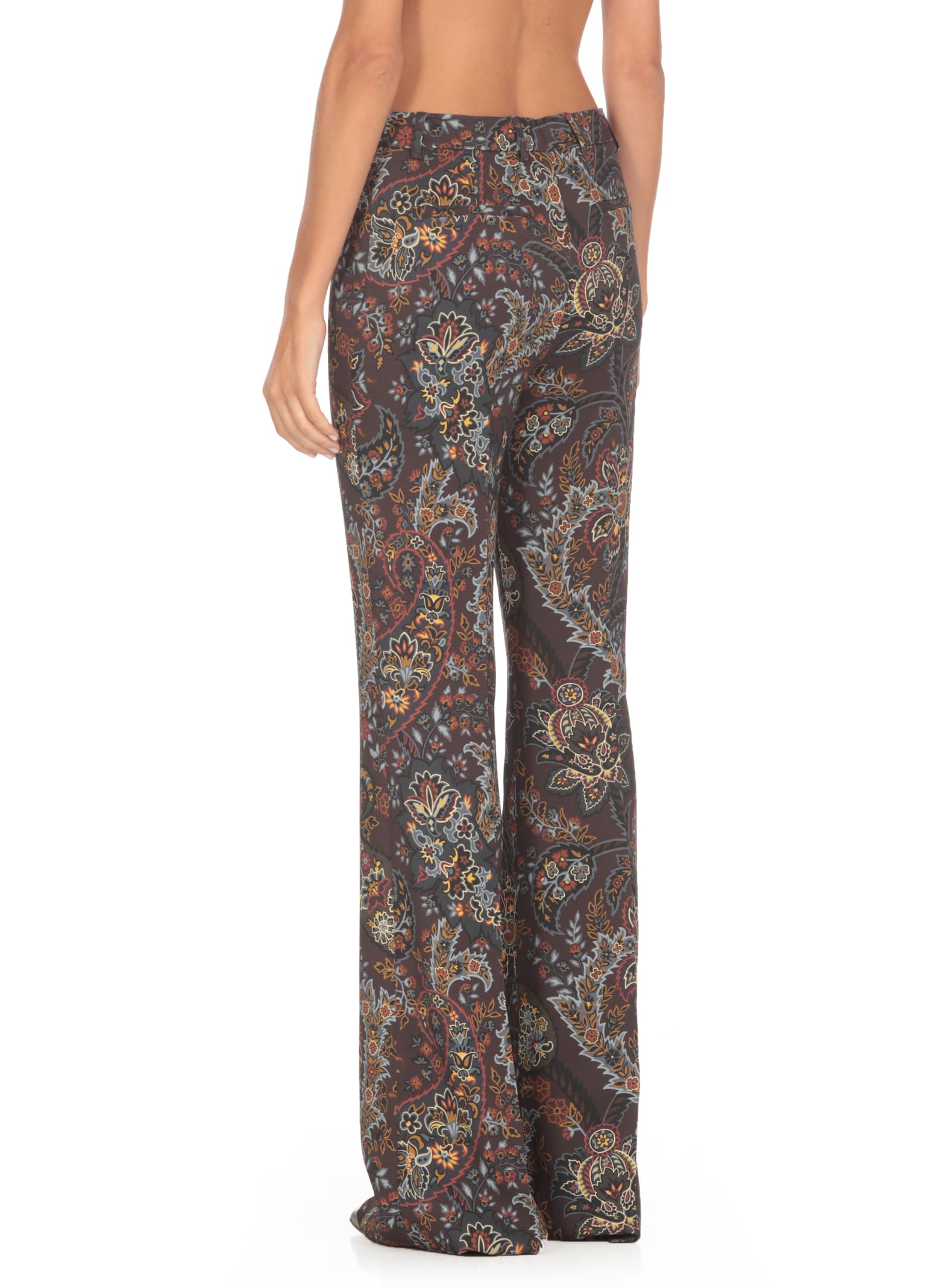 Shop Etro Pants With Print In Black