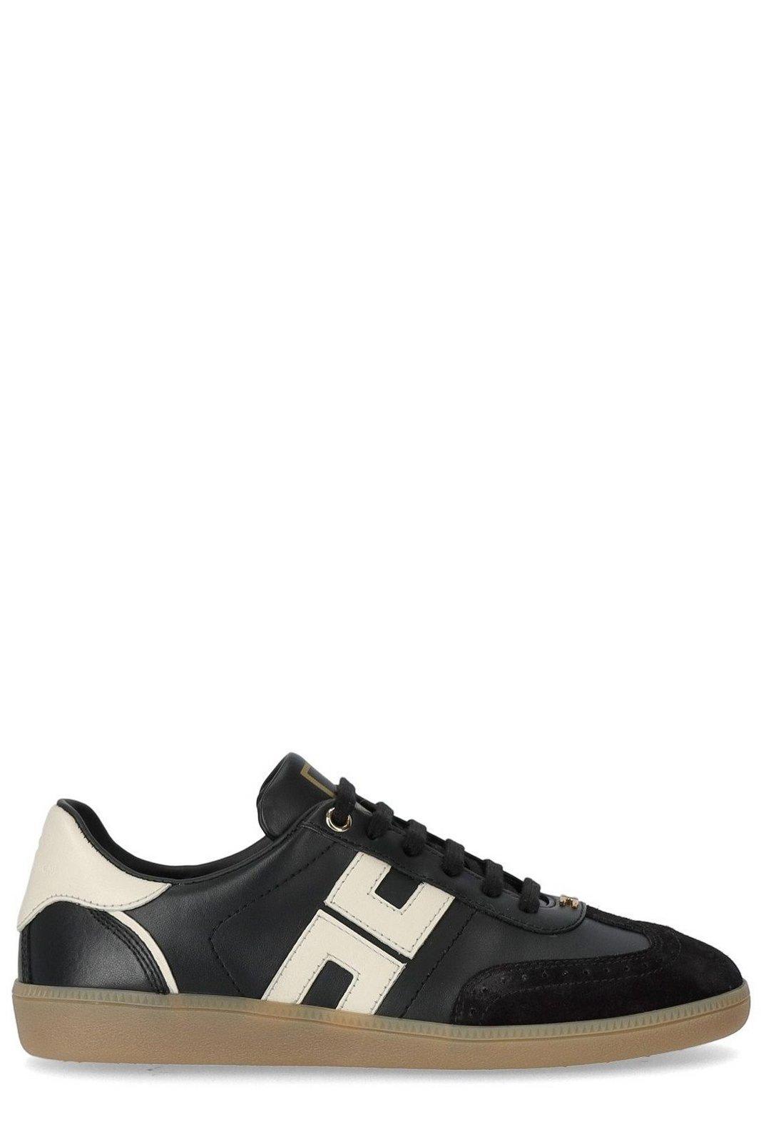 Shop Elisabetta Franchi Logo Patch Lace-up Sneakers In Nero