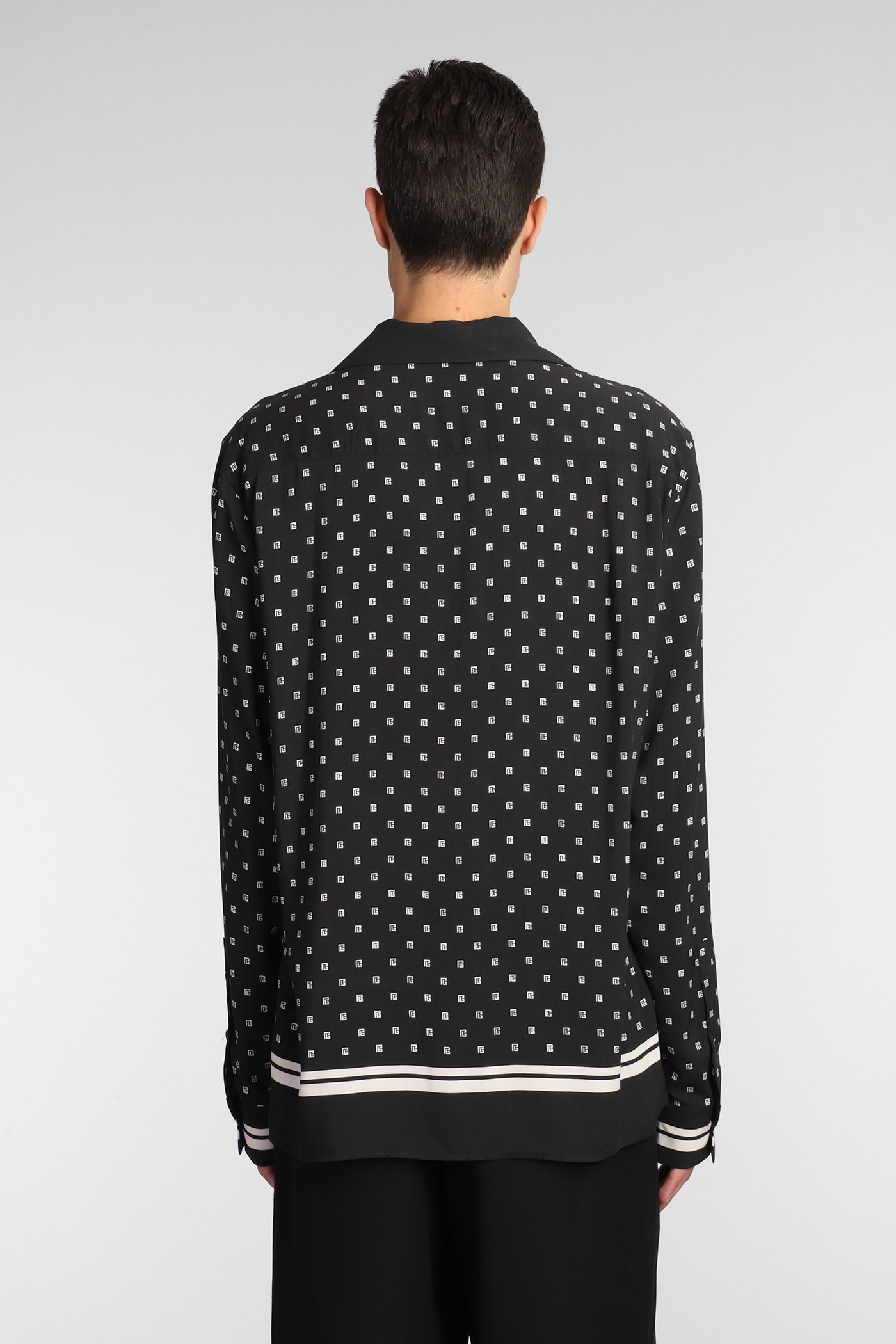 Shop Balmain Shirt In Black Polyester