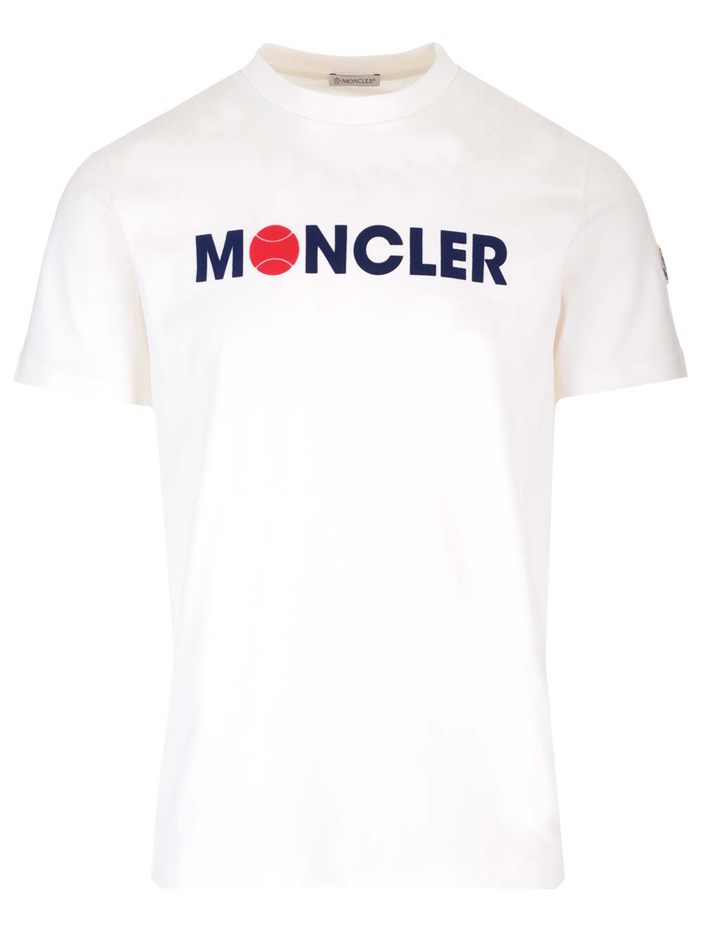 White Flocked T-shirt With Logo