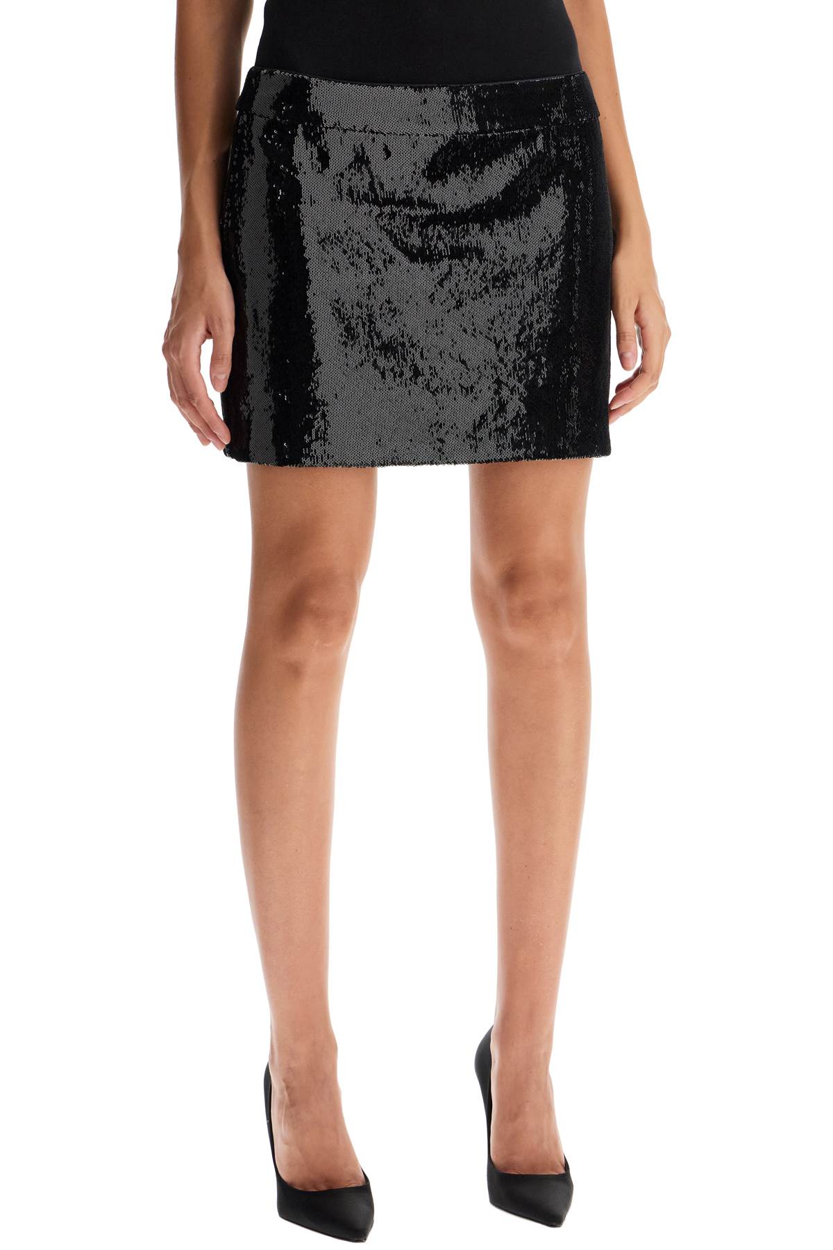 Shop Dolce & Gabbana Sequin Mini Skirt In Nero (black)