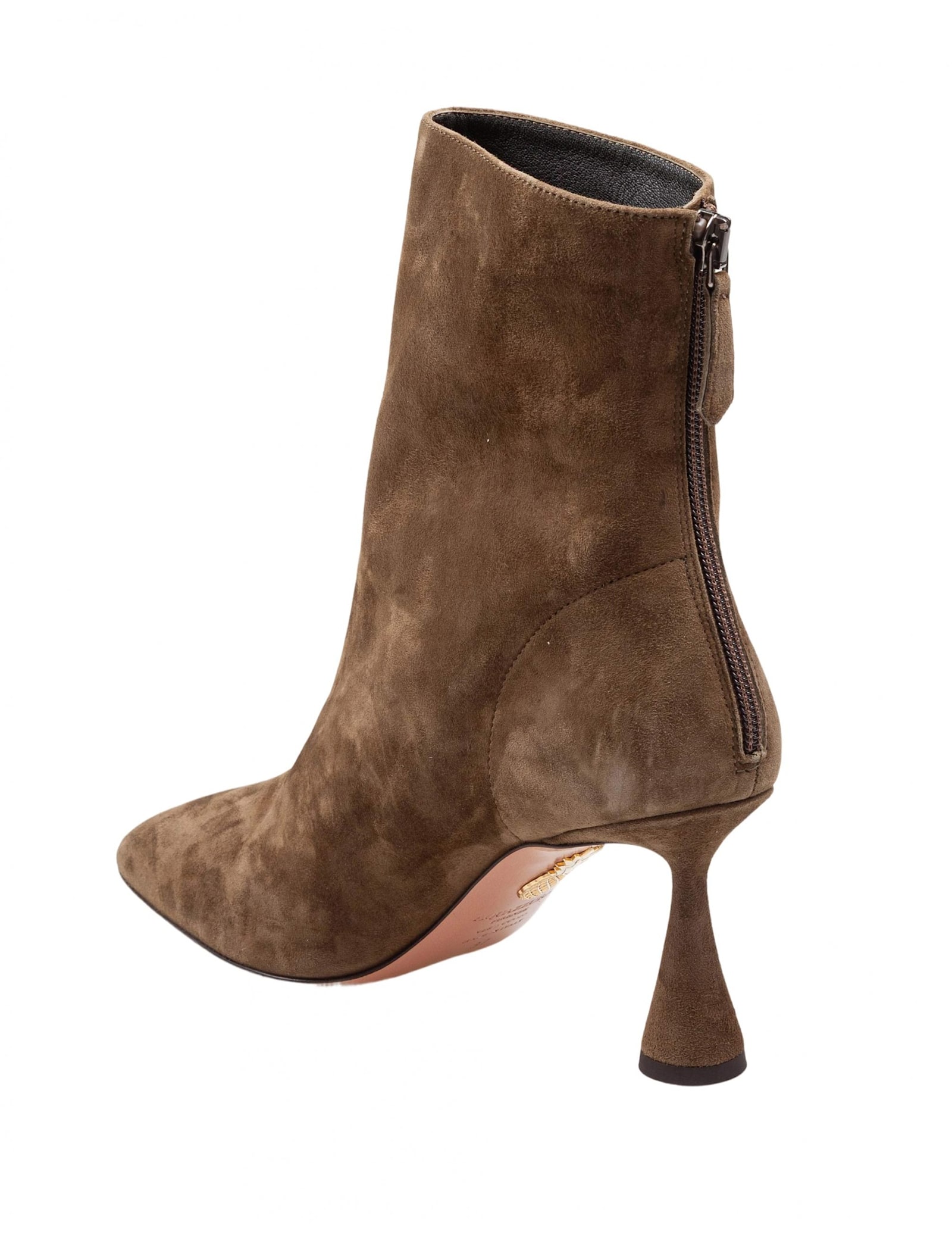 Aquazzura Bootie 75 In Suede Green Color In Green