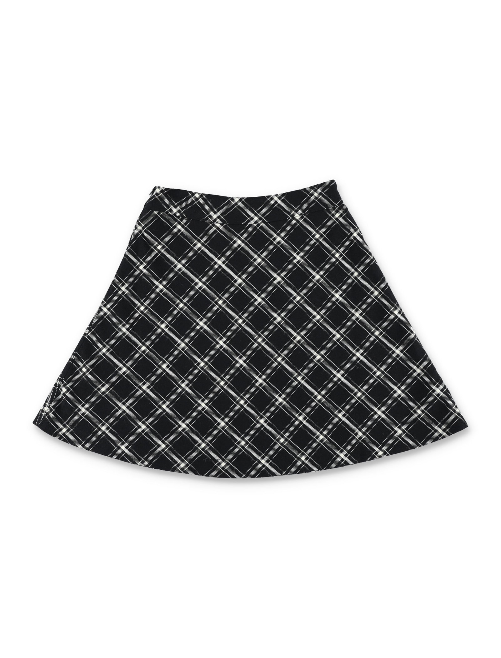 Marni Check-pattern Embroidered-logo A-line Skirt In Black