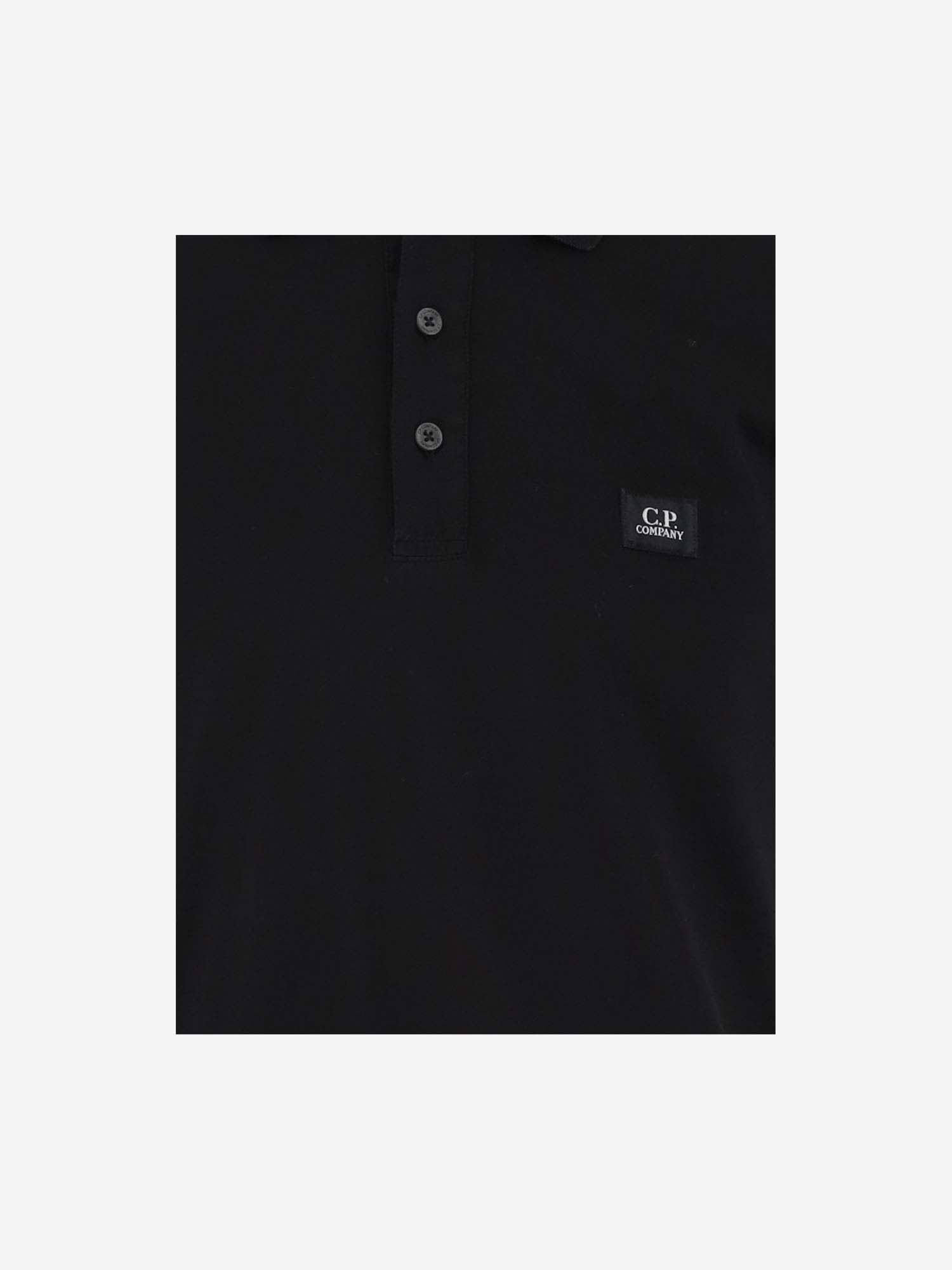 Shop C.p. Company Cotton Polo Shirt With Logo In Black