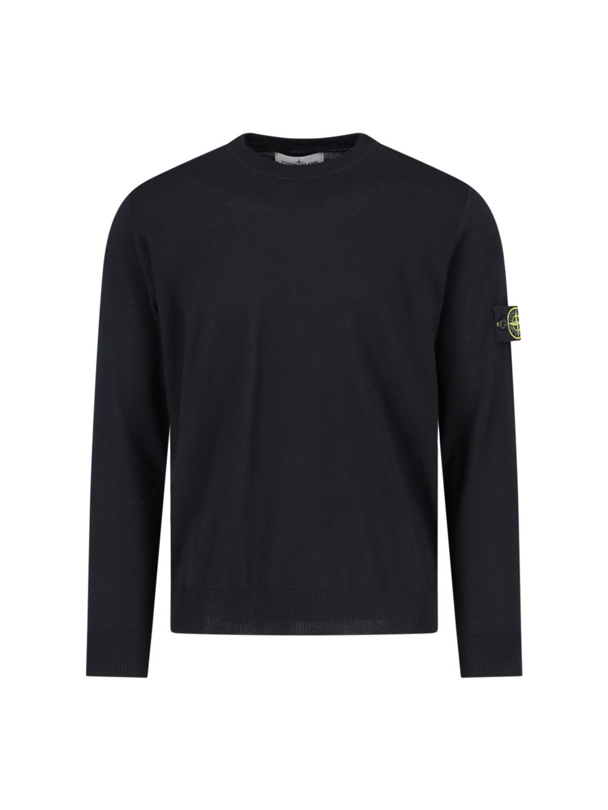 Shop Stone Island Logo Crewneck Sweater In Nero