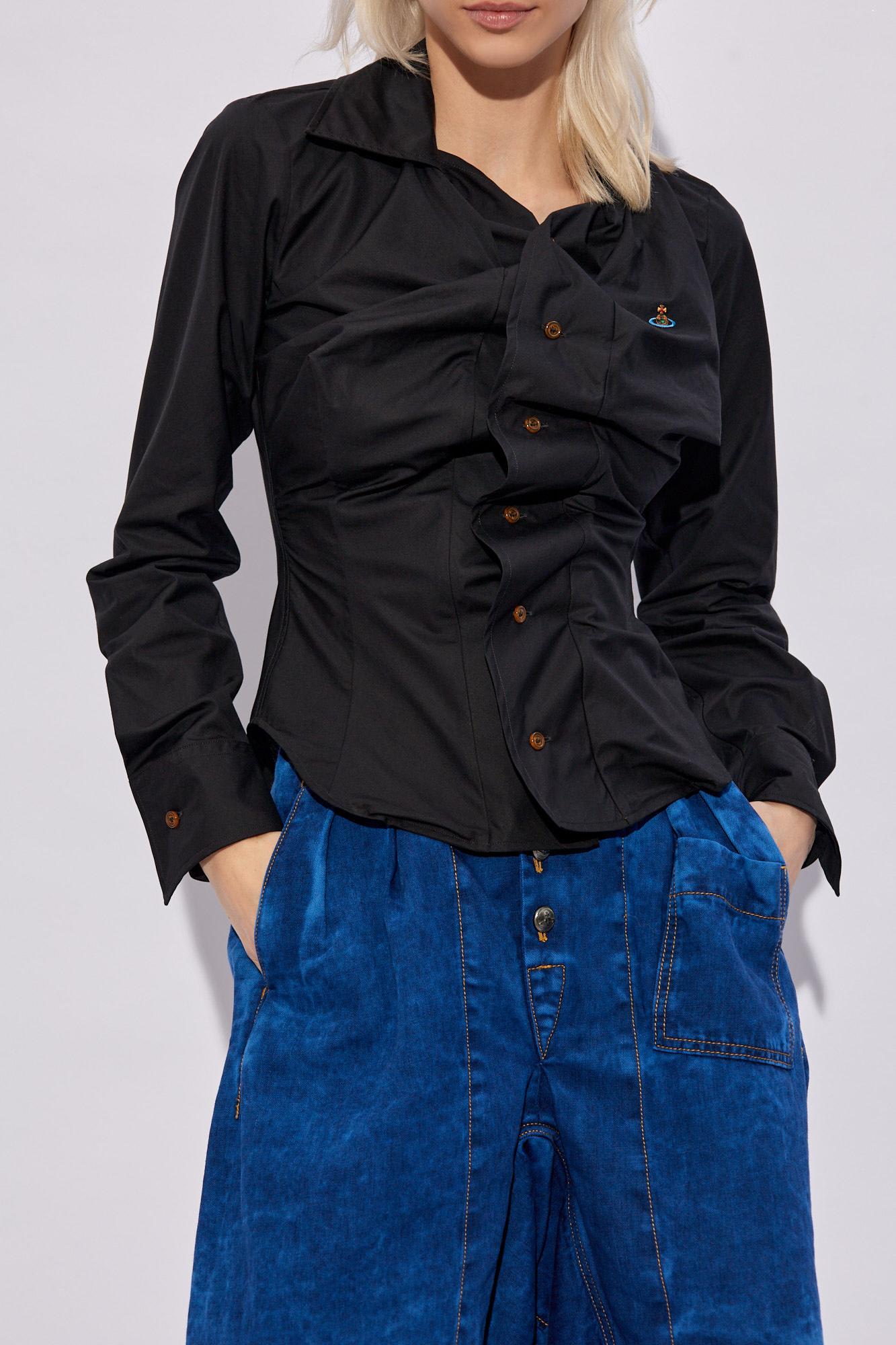 Vivienne Westwood Long Sleeve Collared Top With Cuffed Sleeves In Black