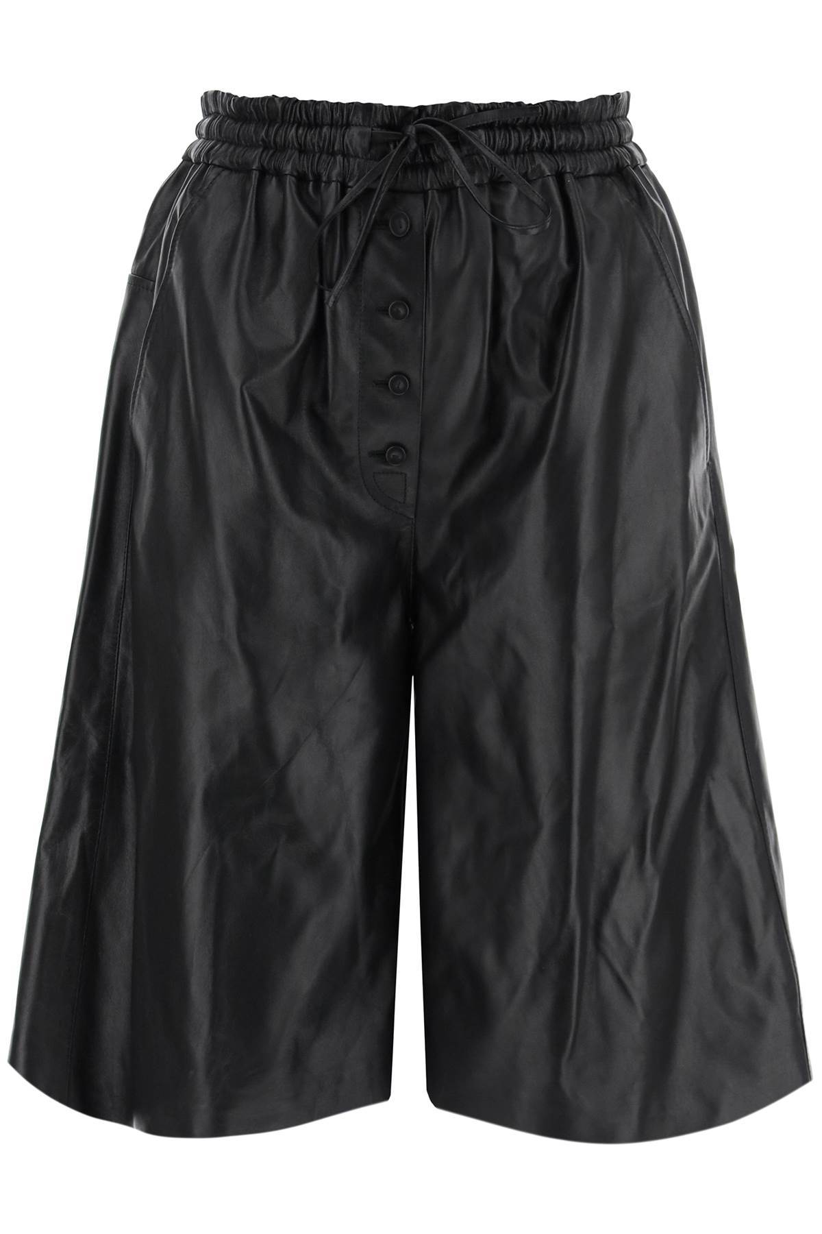 Shop Jil Sander Leather Bermuda Shorts For In Black (black)