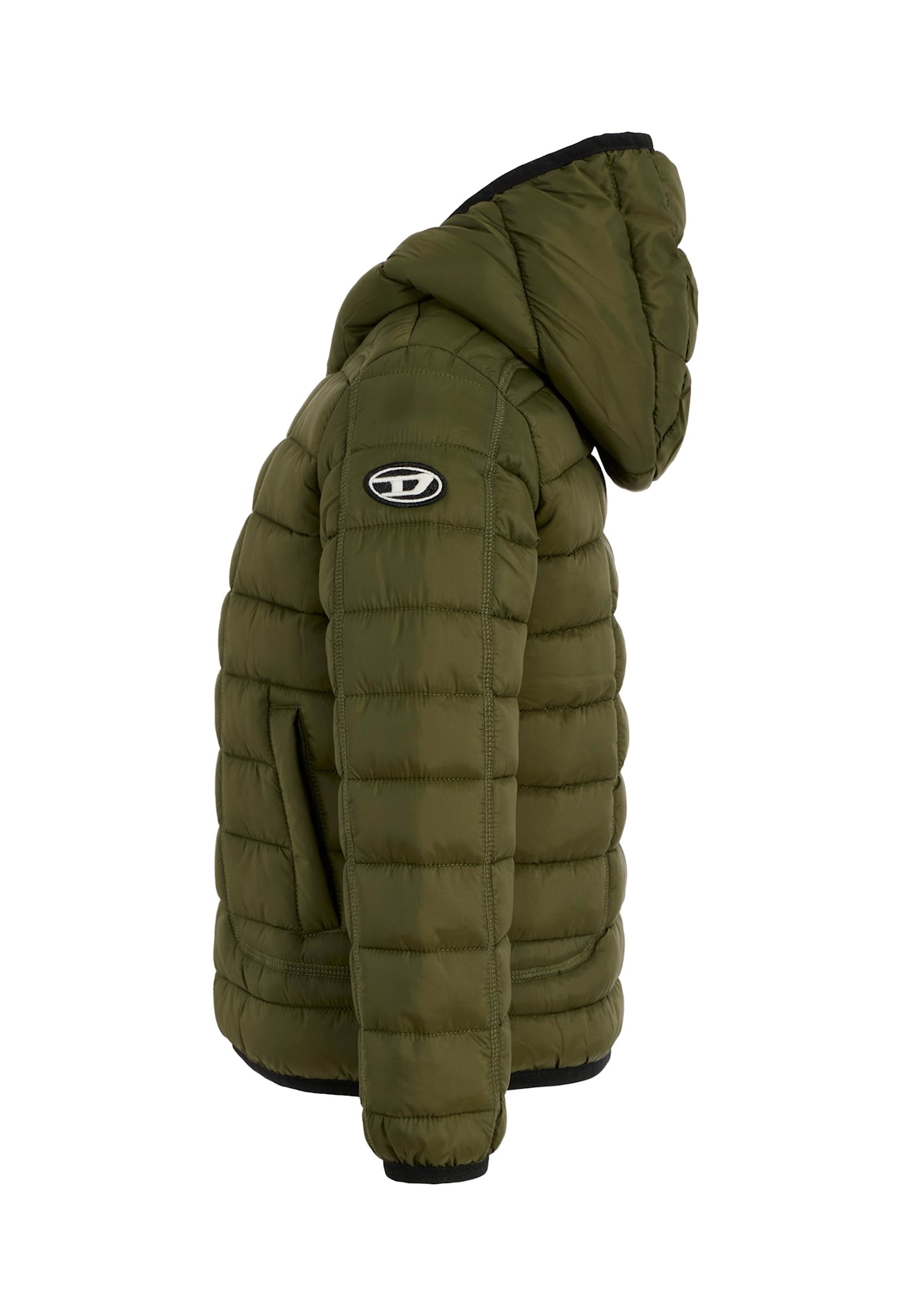 Diesel Quilted Hooded Jacket In Green