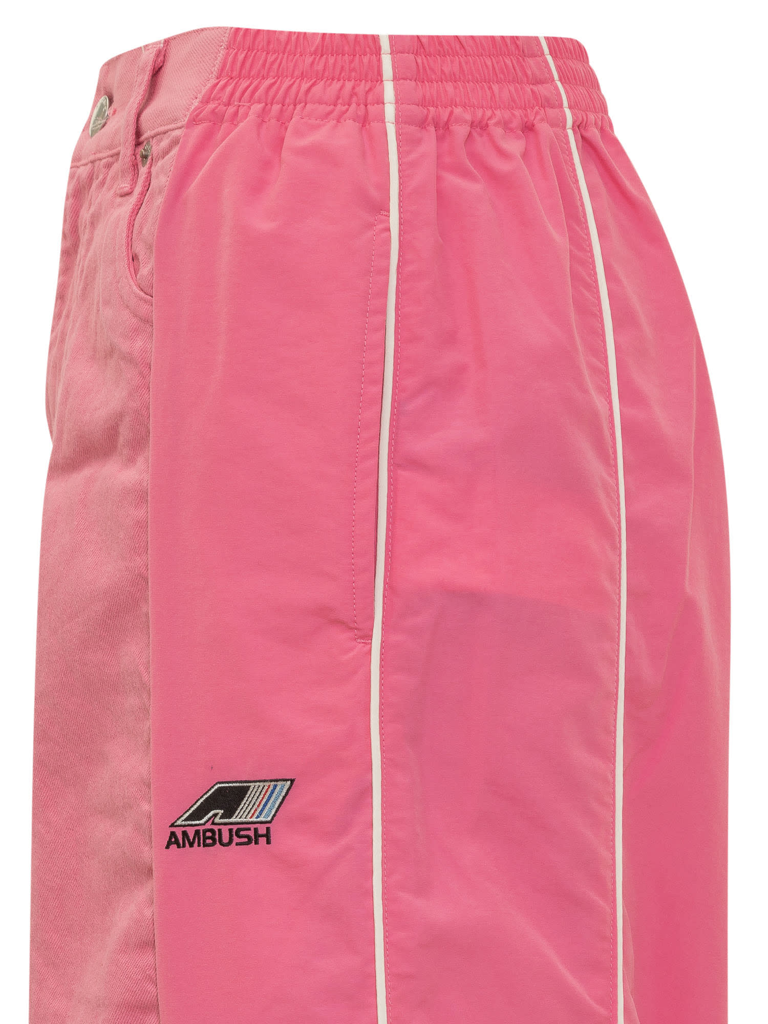 Shop Ambush Denim Pants In Solid Pink