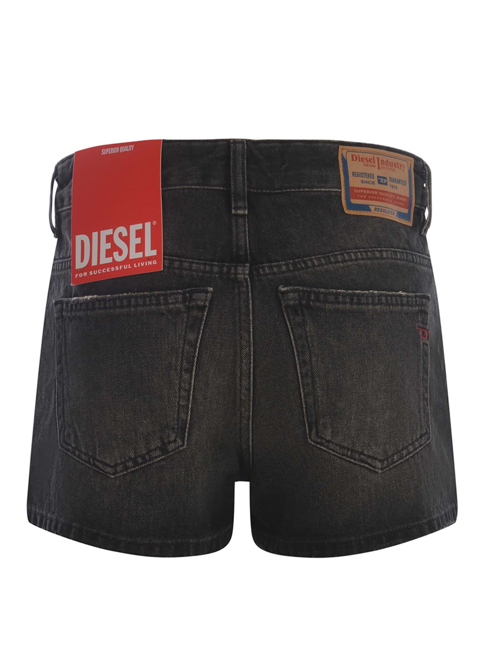 Shop Diesel Shorts  De-yuba Made Of Denim In Denim Nero