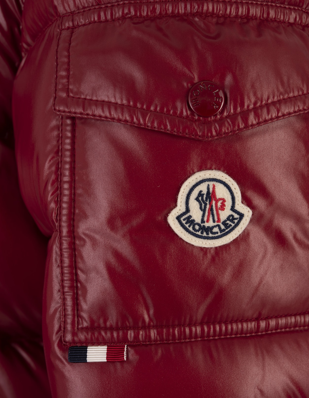 Shop Moncler Dark Red Maljasset Short Down Jacket