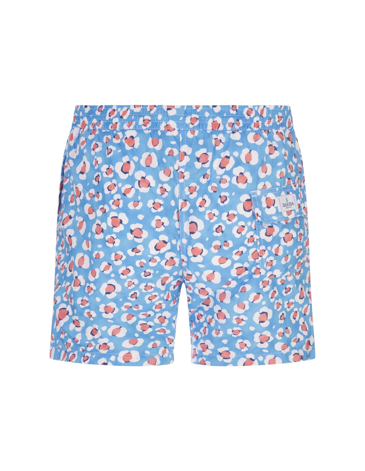 Shop Barba Napoli Light Blue Swim Shorts With Floral Pattern