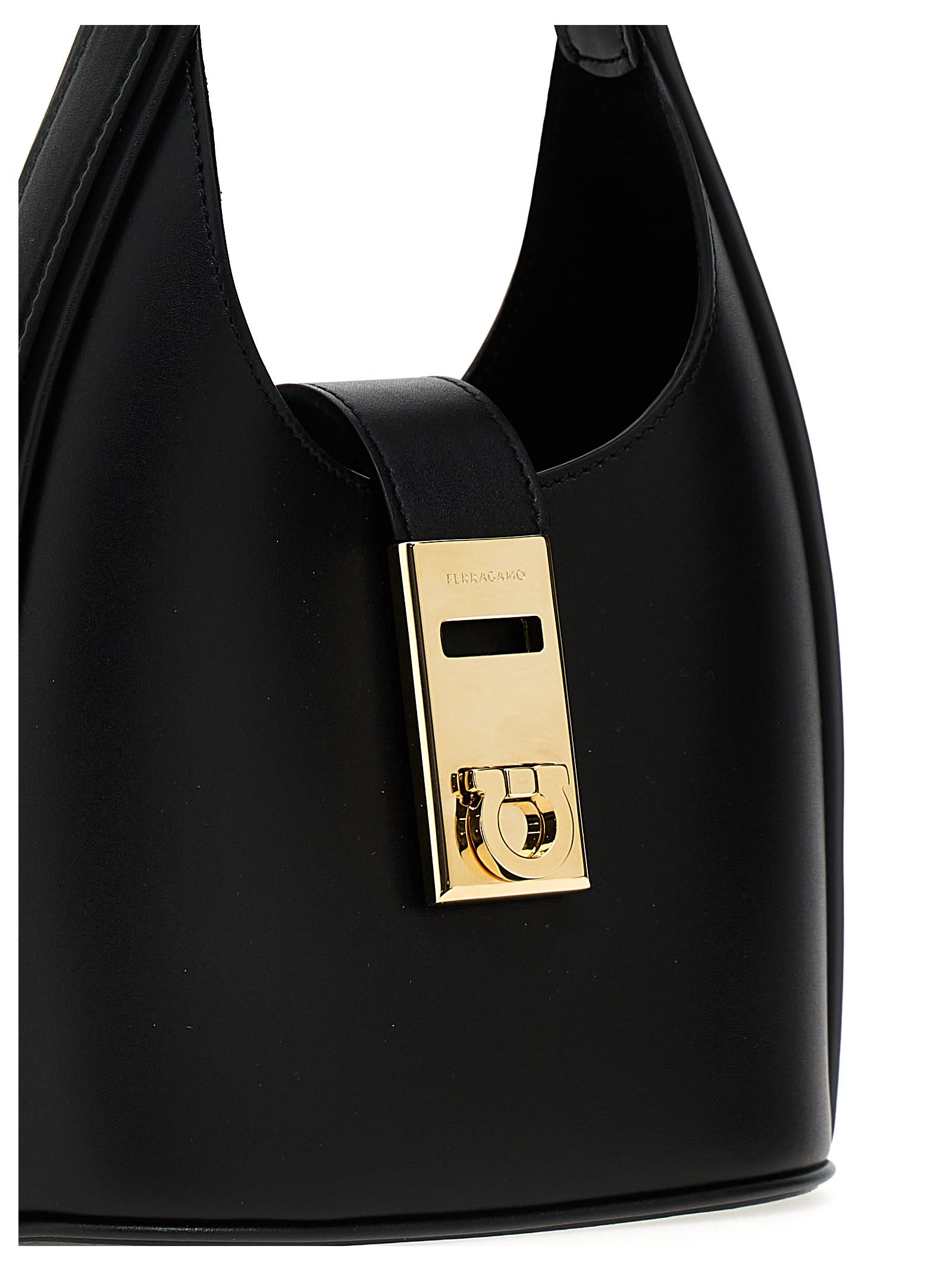 Shop Ferragamo Mini Hobo Handbag In Black