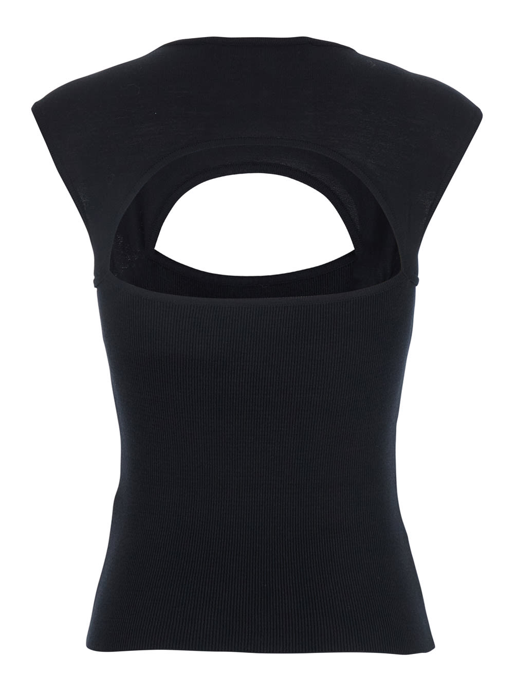 FEDERICA TOSI BLACK TOP WITH JEWEL DETAIL ON THE FRONT IN VISCOSE BLEND WOMAN