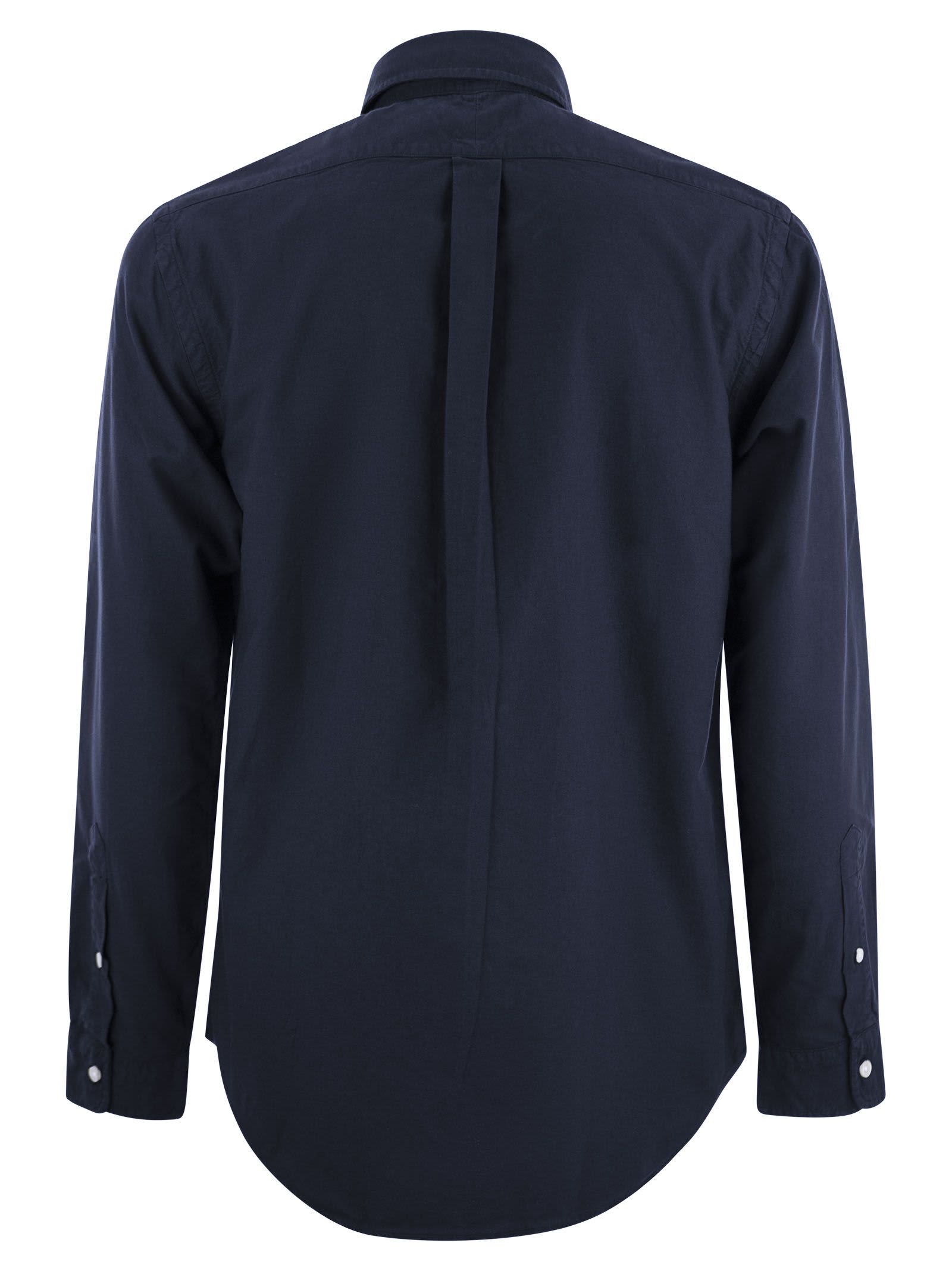 Polo Ralph Lauren Long-sleeved Sport Shirt In Navy