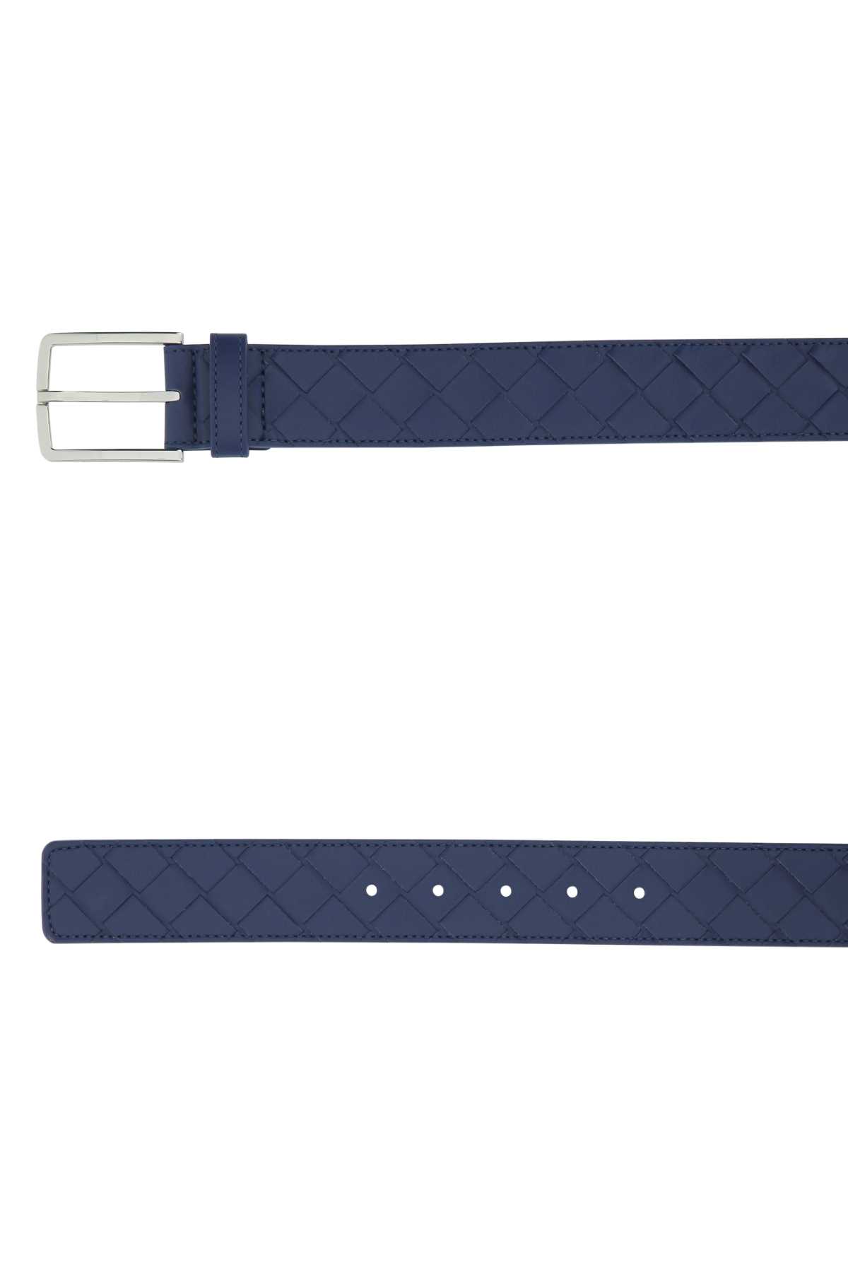 Bottega Veneta Blue Leather Belt In 4102