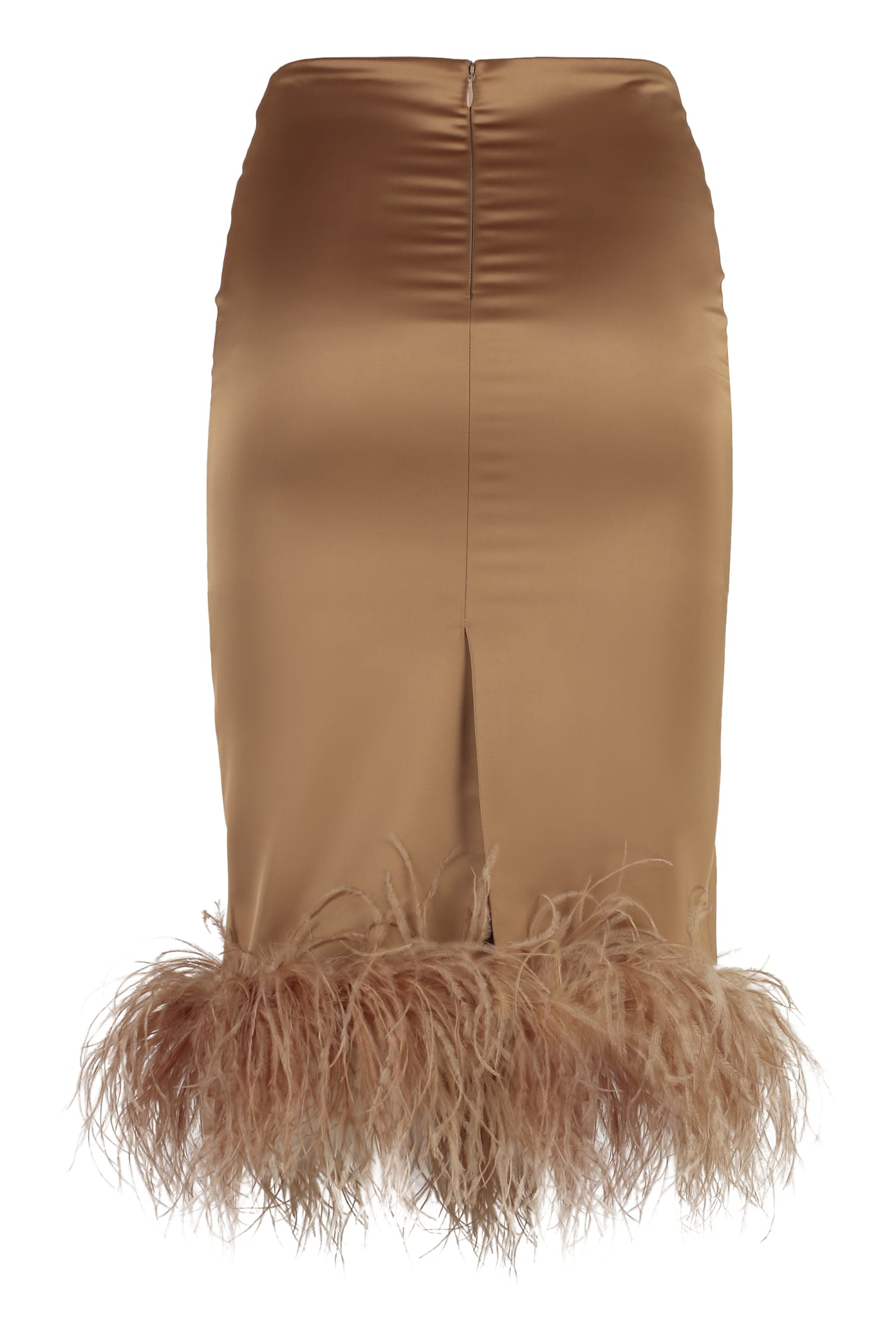 Shop Giuseppe Di Morabito Satin Skirt In Camel