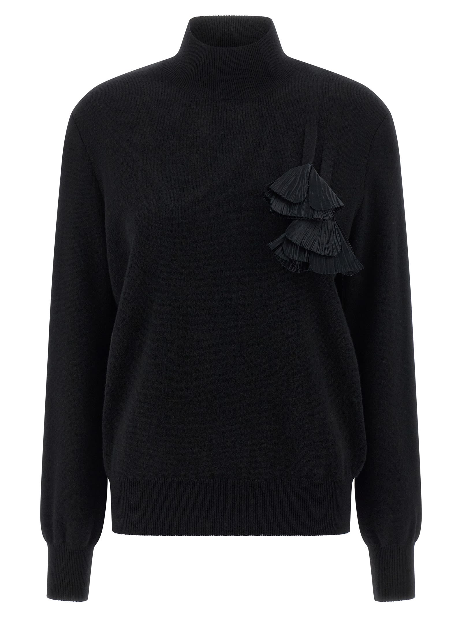 Ferragamo Floral Insert Sweater Sweaters And Cardigans Black In Black