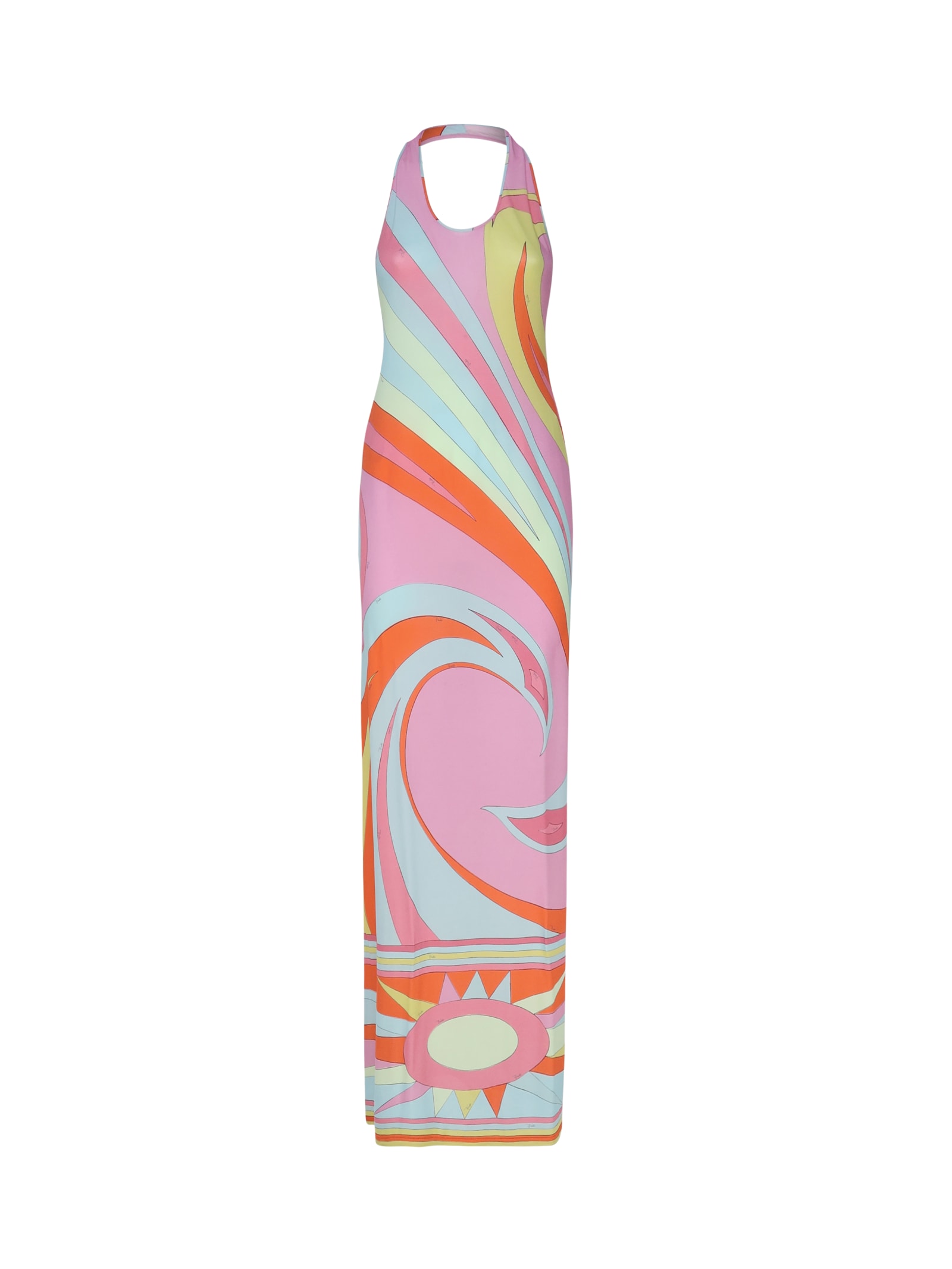 Shop Pucci Swan Print Longdress In Rosa