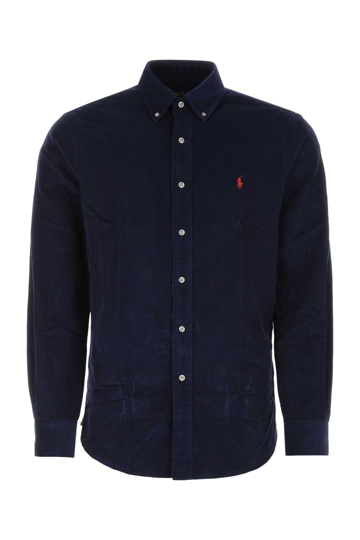 Shop Polo Ralph Lauren Midnight Blue Corduroy Shirt In 008